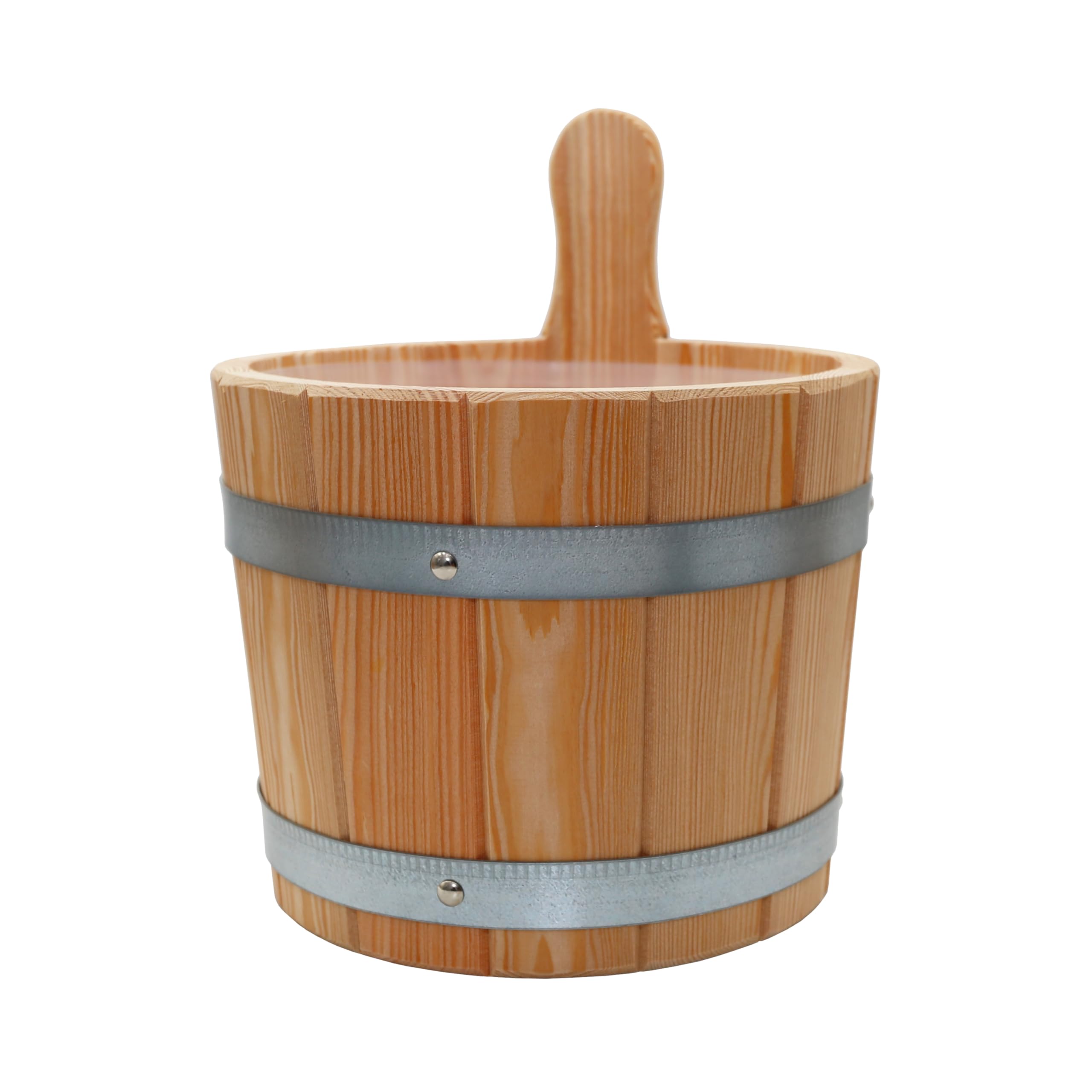 HAF Saunakübel Set Lärche 5 Liter mit Einsatz und 40cm Saunakelle aus Kiefernholz | Feuchtigkeitsresistenter Aufgusseimer | Hochwertiges Sauna Zubehör | Qualität: Made in German