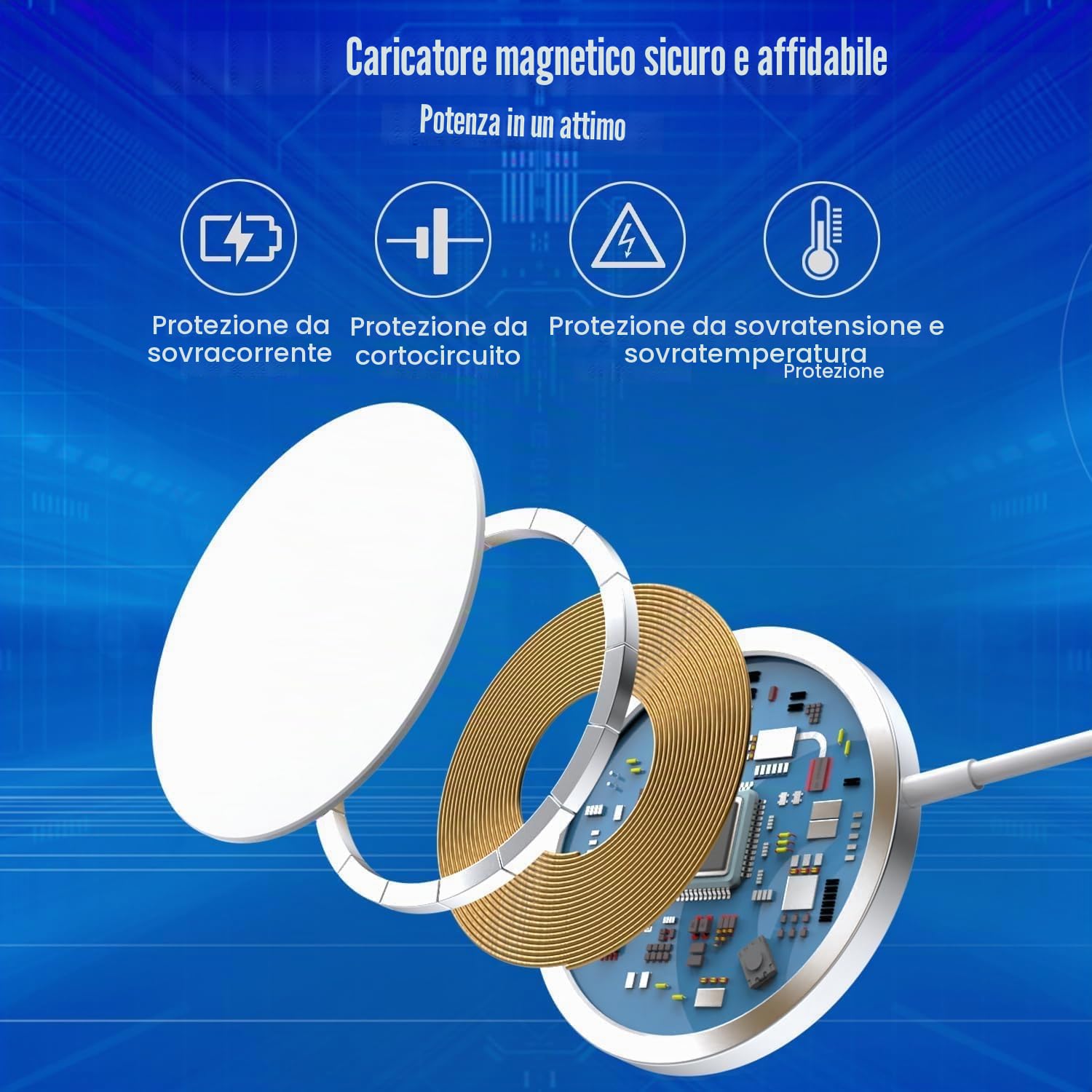Caricatore Wireless Magnetico per iPhone, Caricabatterie MagSafe USB C 15W, Stazione di Ricarica Induttiva Wireless Qi Tipo C Compatibile con iPhone 17/17 Pro/17 Pro Max/16/15/14/13/12/Air, AirPods