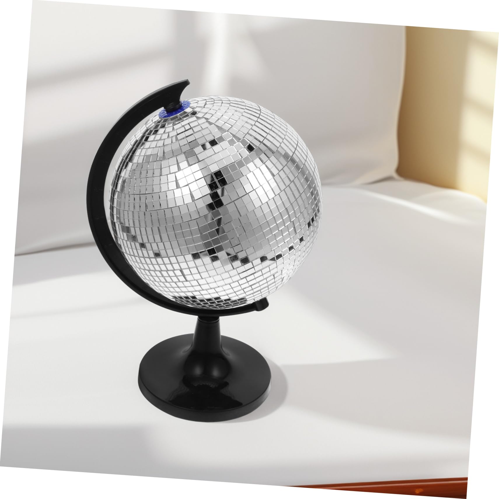 Ornement Créatif Globe en Verre à Effet Boule Disco Réfléchissante Tournante pour Décoration Intérieure Originale la Maison Fête