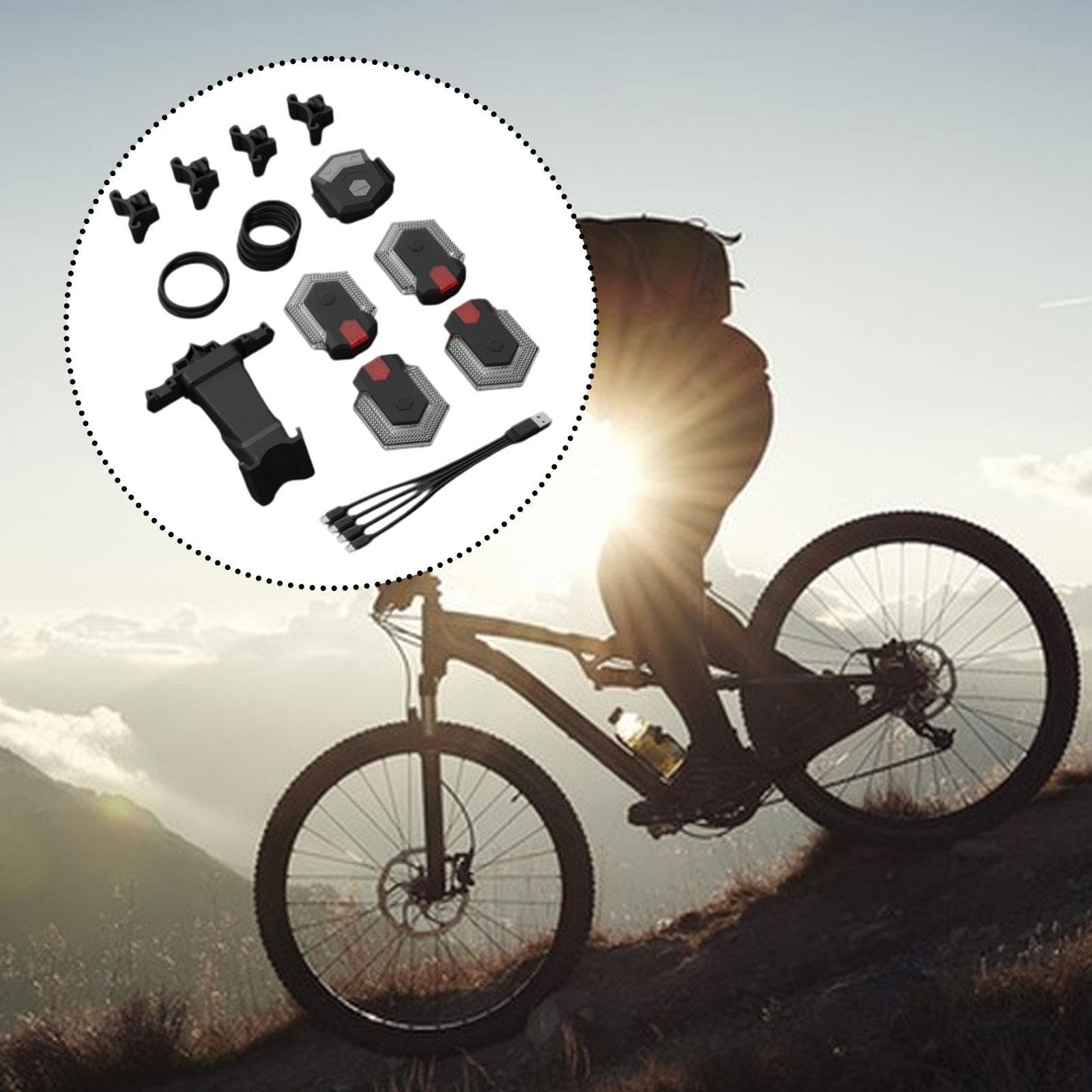 4 Pezzi Luci Indicatori di Direzione per Bici Fanale Posteriore LED Intelligente Controllo Remoto Impermeabile Adatto a Ciclisti Casco Zaino