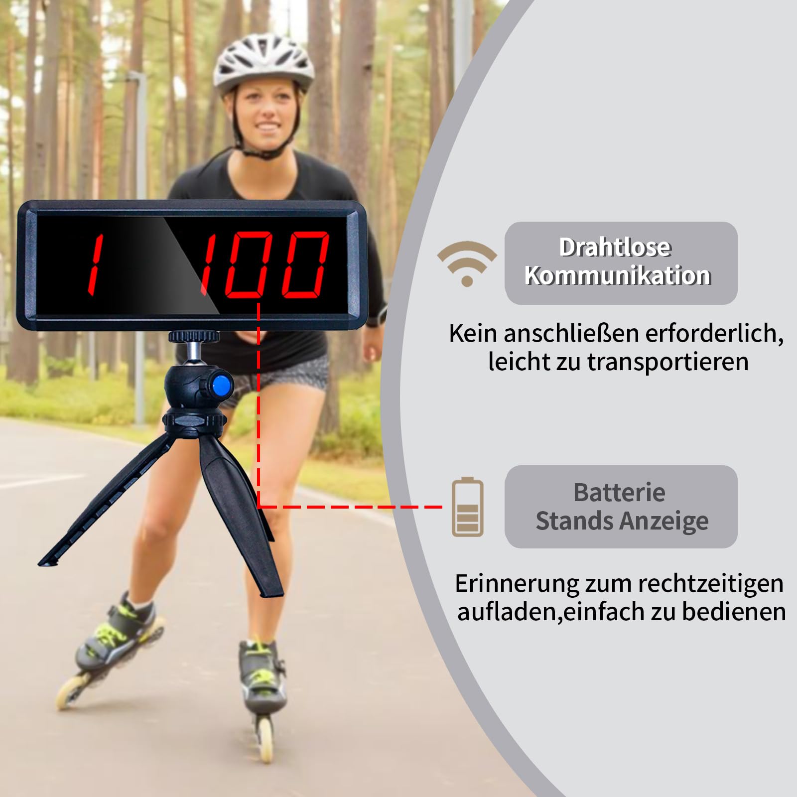 Wireless Laser Timer für Sprints, Laser Sprint Timer System für 50 Meter Wendelauf, Rennuhr Renntimer Stoppuhr für Running Speed Tranning Skating Bahn Feld Time Motorrad (1 Set)
