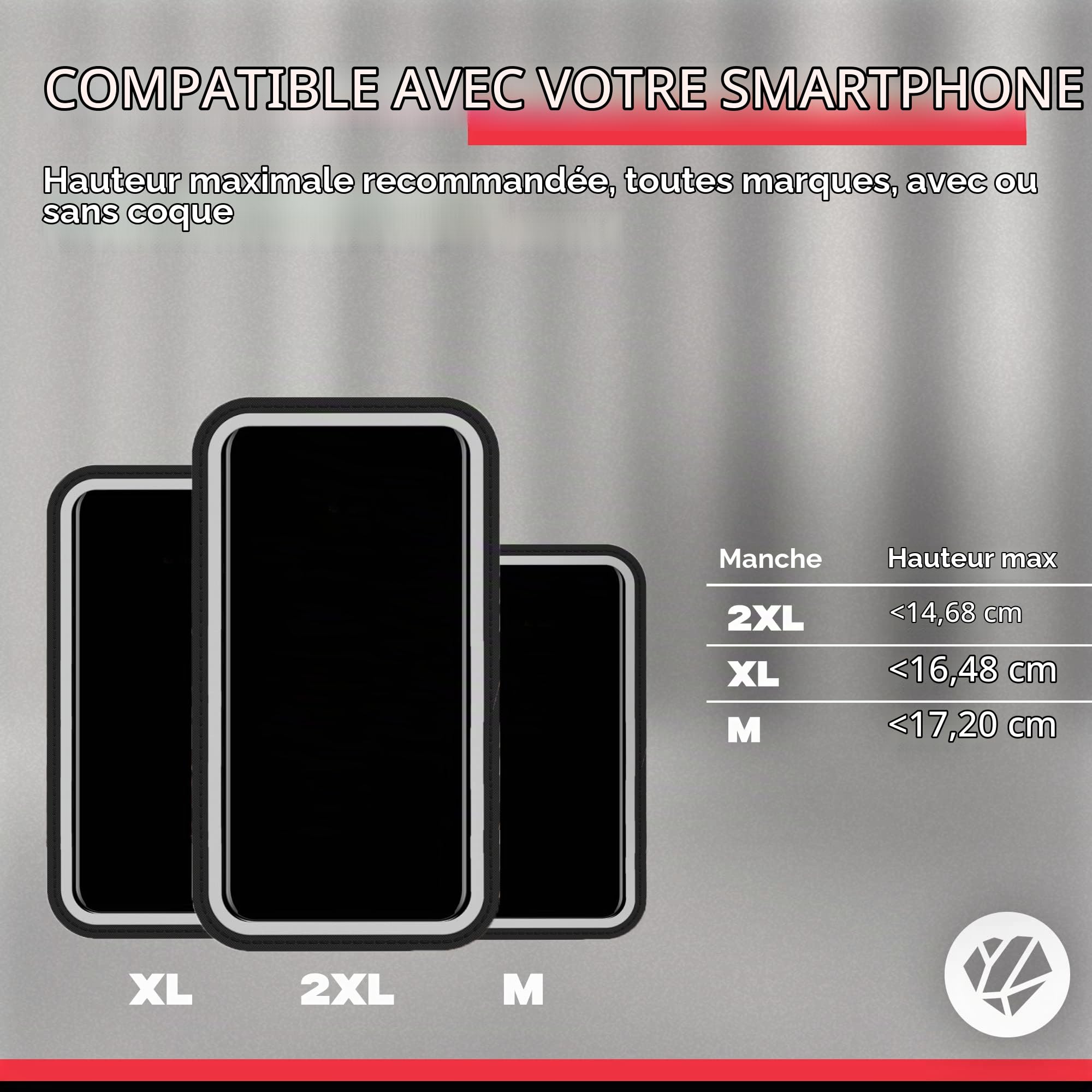 Shapeheart innovation française, Brassard téléphone sport universel pour running, course à pied, rando... Brassard pour smartphone avec pochette magnétique détachable imperméable