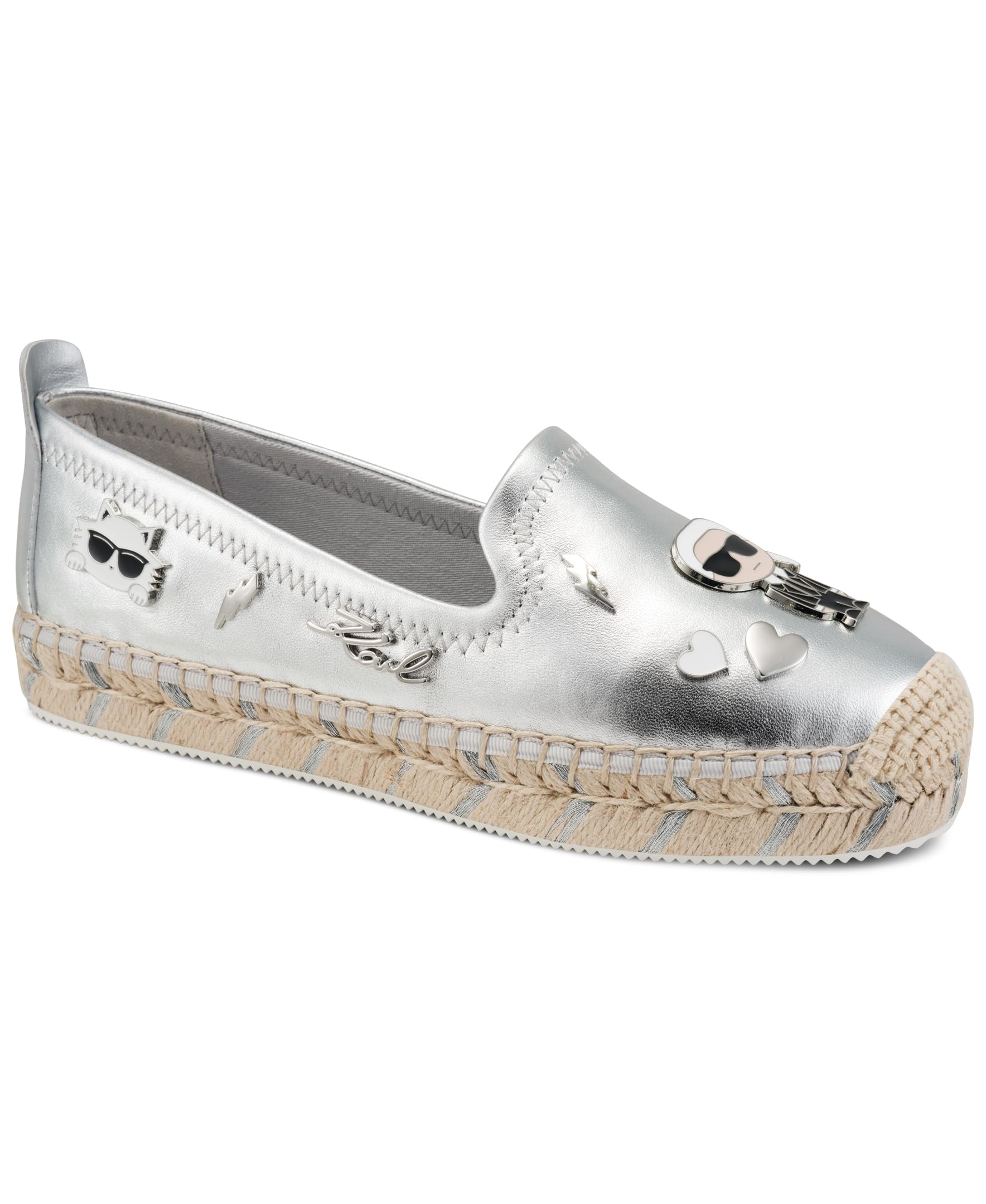 Karl Lagerfeld Women's Michaela Slip on Espadrille Sandal with Pins