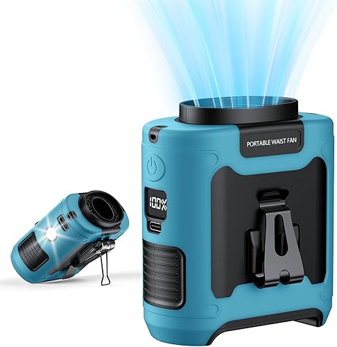 Miniatura 9 de Ventilador portátil con clip de cintura AI, batería recargable de 10000 mAh, ventilador personal de cinturón portátil, potente camisa de 5
