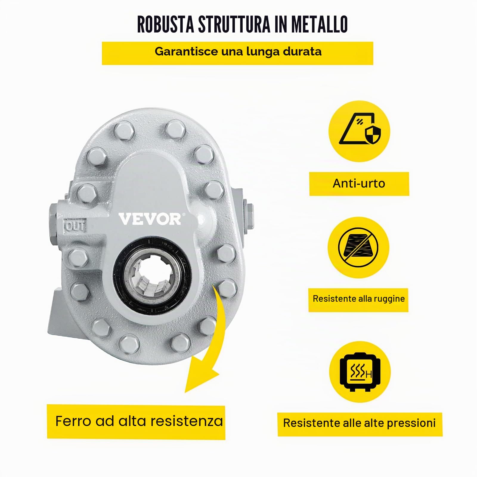 VEVOR Pompa Idraulica 16,6 GPM Motore Idraulico 540 Giri/min 2500 PSI Pompa Idraulica Porta di Uscita SAE 12 per Spaccalegna per Sollevatore Portellone Camion, Sollevatore a Forbice