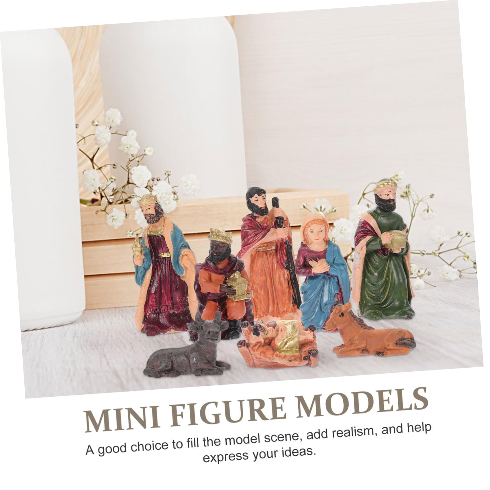 TOPBATHY 3 Sets Handgefertigte Weihnachtskrippe Aus Harz Mit Jesus Und Maria Krippenszene Ornamente Religiöses Für Zuhause