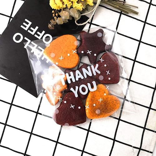 Miniatura 7 de 200 bolsas de celofán autoadhesivas con puntos blancos, bolsa de galletas, bolsa de recuerdo de fiesta para panadería, dulces, galletas (5.5 x 5.5