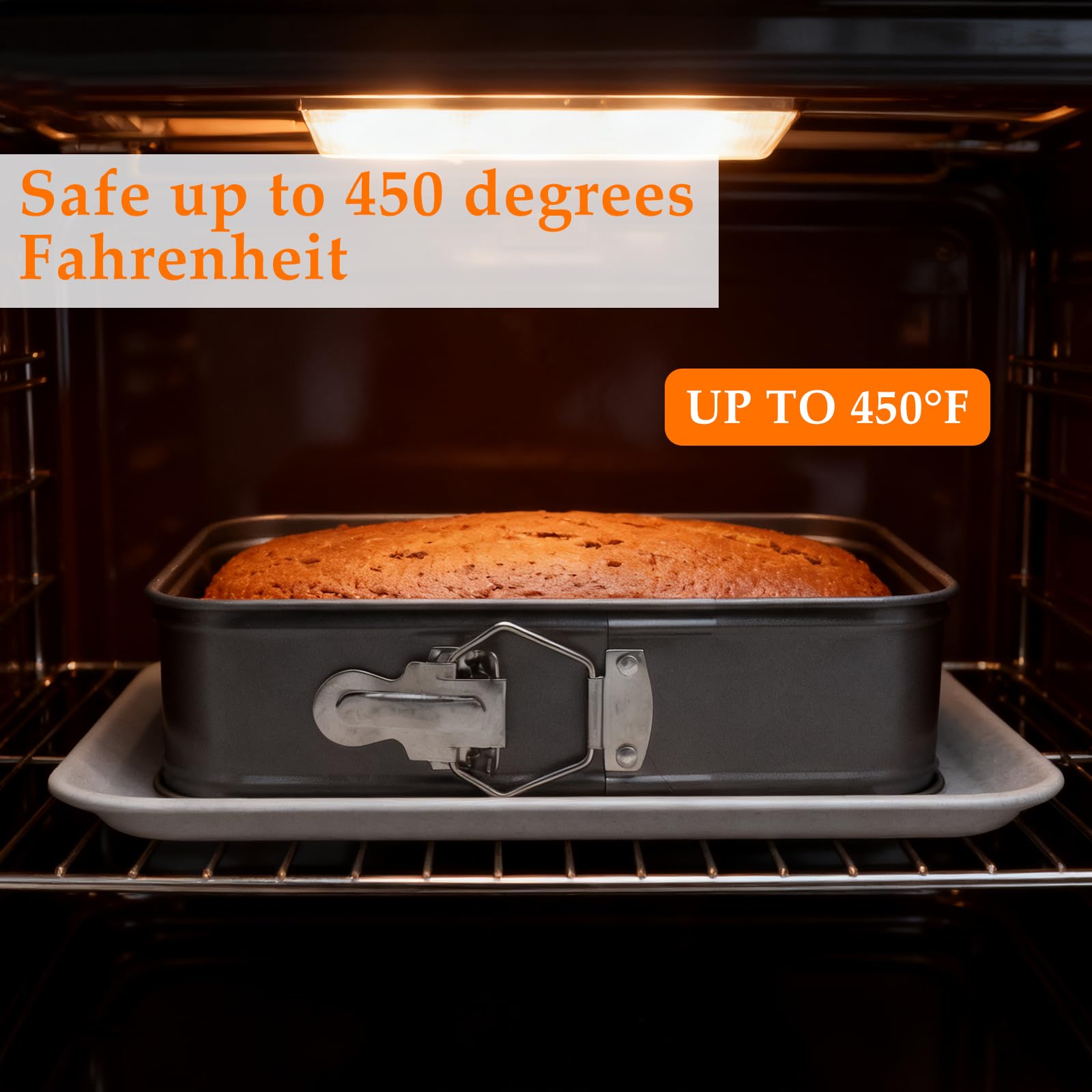 Backform Rechteckig 18x6,6cm mit Springform Eckig Set Antihaft Kuchenform mit Servierboden & 3 Silikon Teigschaber Rechteckige Backform für Blechkuchen & Käsekuchen Zuhause und als Geschenkset