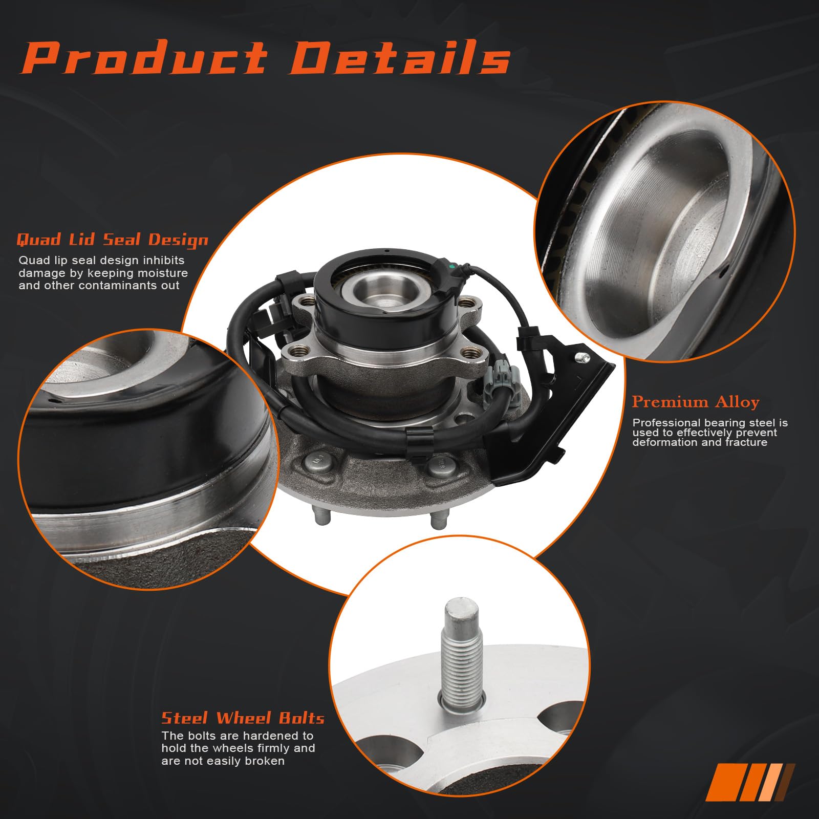 Kit De 2 Bujes De Rueda Delanteros Lado Conductor Para Chevy Colorado Y GMC Canyon 04-08 | 6 Pernos, ABS