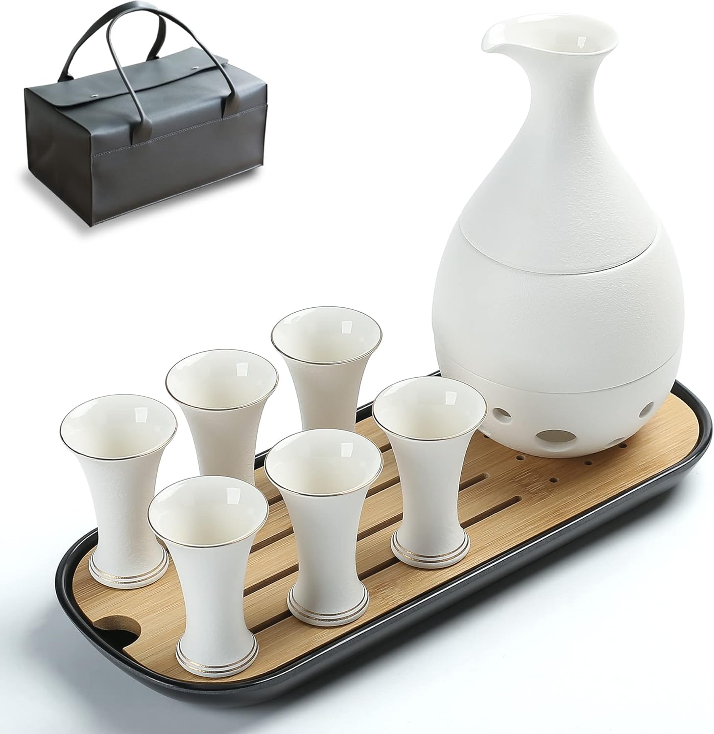 TEANAGOO Traditional Japanese Sake Set, Sake Carafe(6 Oz) with 6 Sake Cups (0.9 Oz