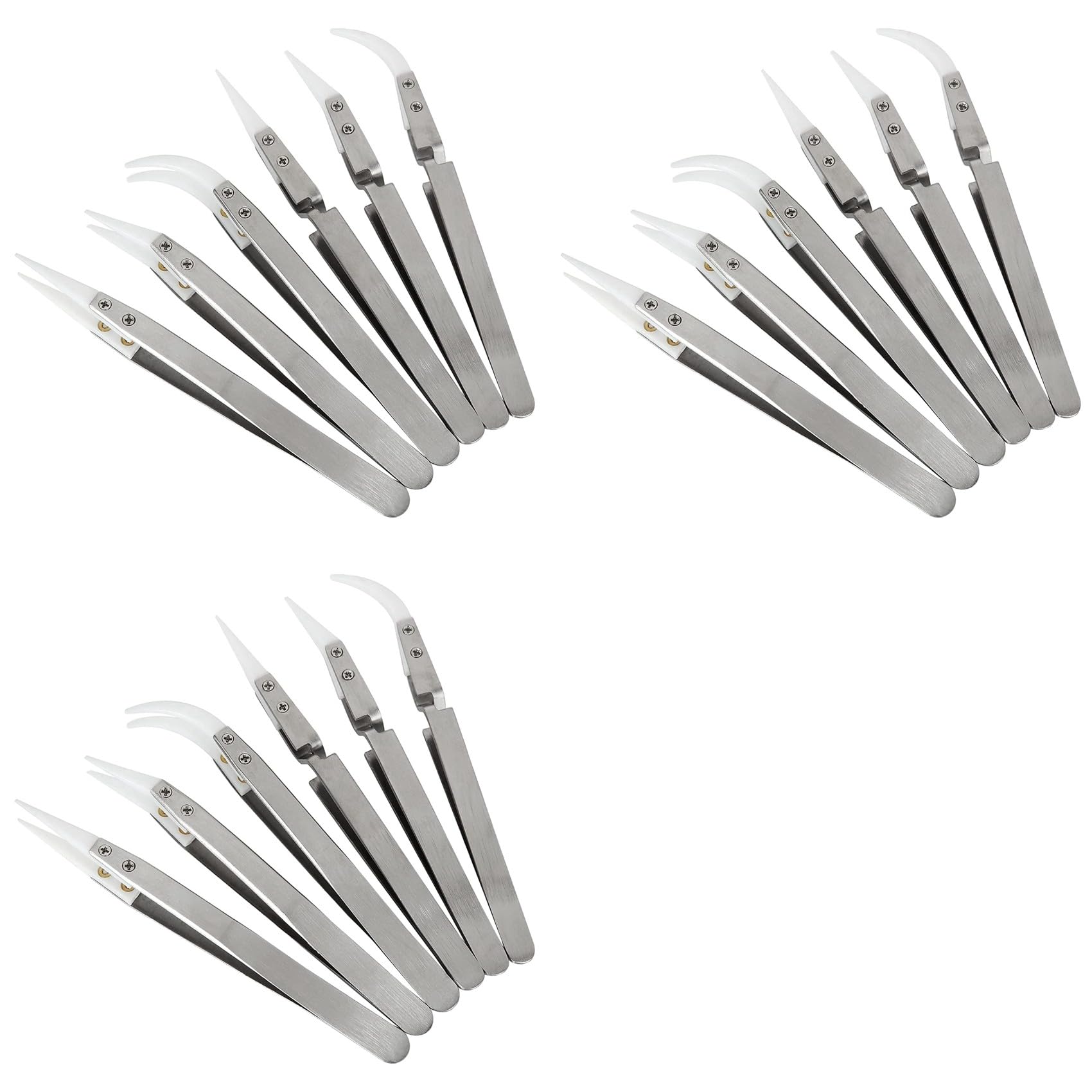 Jnchdghwa As Shown 18 Pcs Ceramic Reverse Solder Tweezers, Non-Conductive, Anti-Magnetic Pointed And Curved Tips Tweezers Set