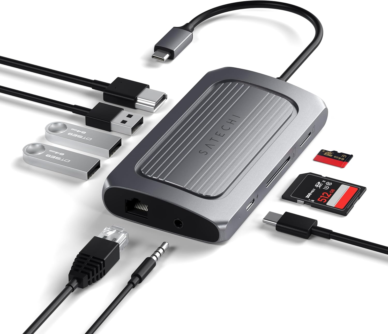 Satechi USB4 Multiport Adapter with accessories