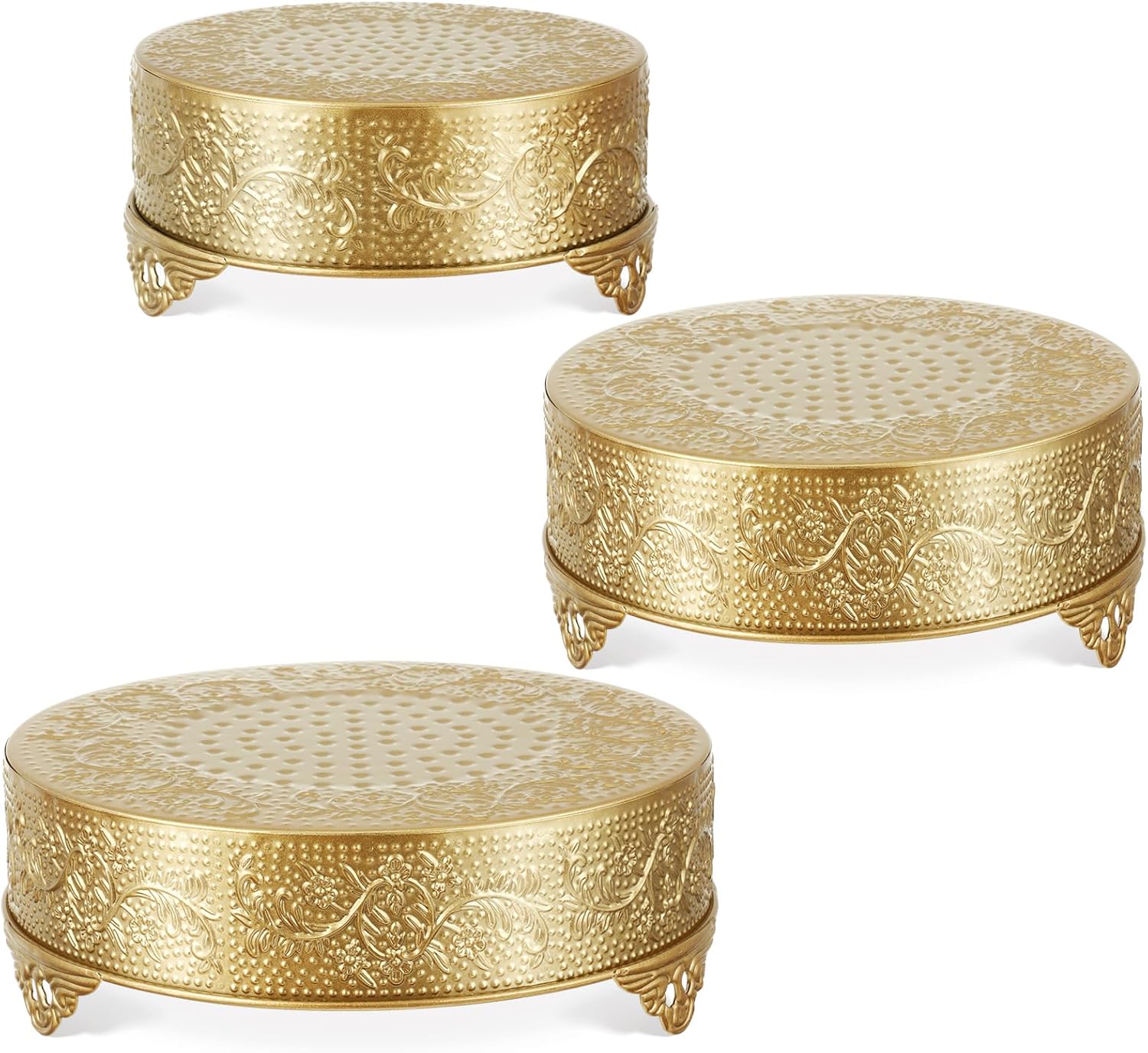 Amazon.com: Tioncy 3 Pcs Round Gold Embossed Metal Cake Stand Set 12 ...