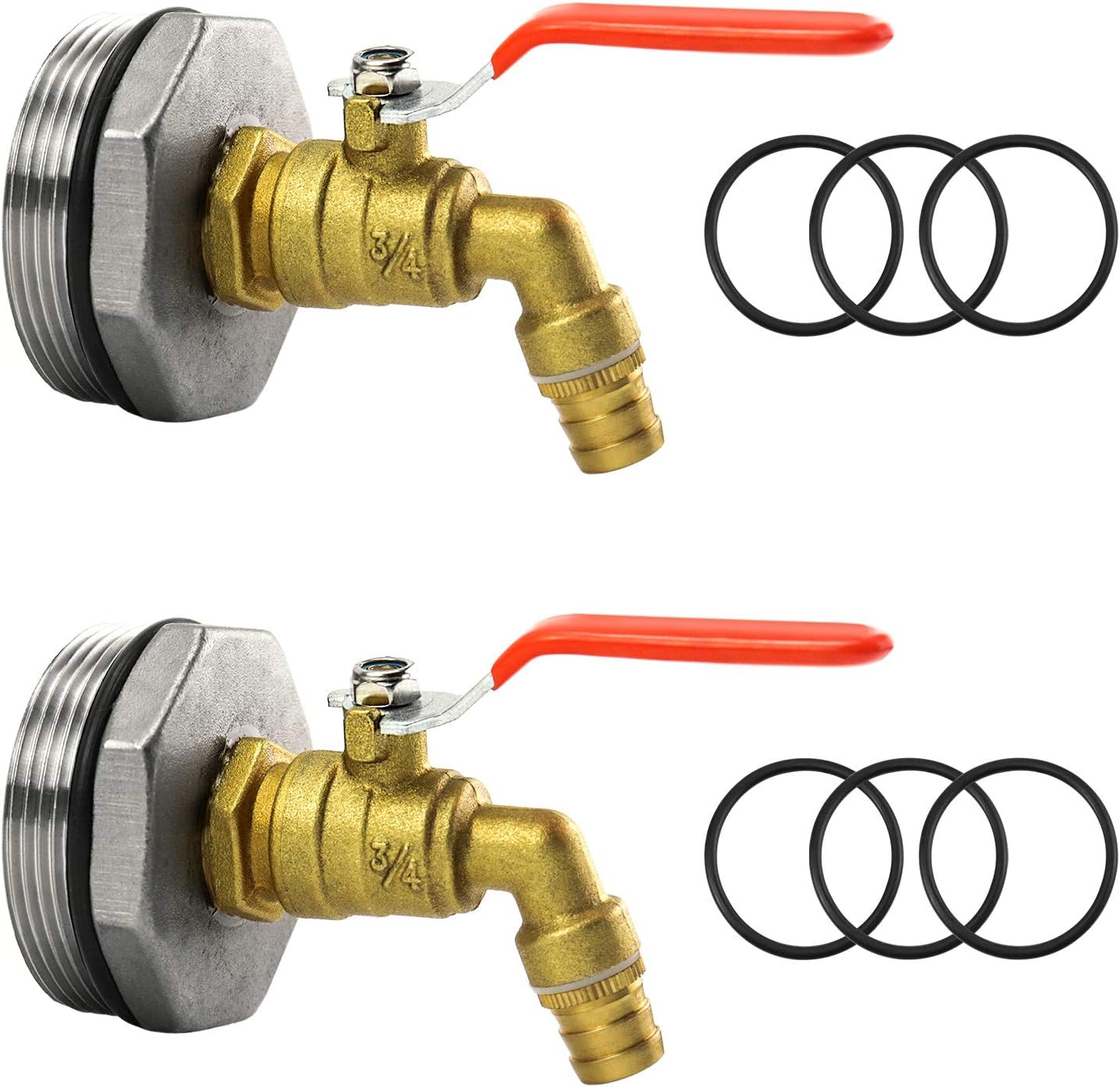 QWORK 2" Drum Faucet Brass Barrel Faucet with EPDM Gasket for 55 Gallon