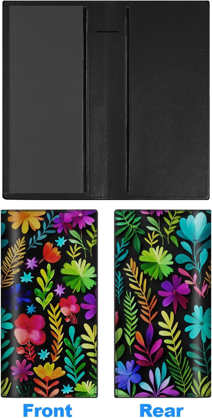 CASMONAL Boho Florals Checkbook Covers for Personal Checkbook, PU Leather Check Book Covers for Women & Men – Fashionable Print Design