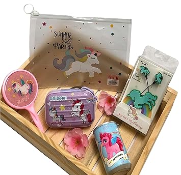 Le Delite Unicorn Cartoon Wired Earphones Gamer Music/ Stereo Earbuds Outdoor Sport Running Headphones Kids|Children Girl Birthday Return Gift case Keychain (Combo 3)