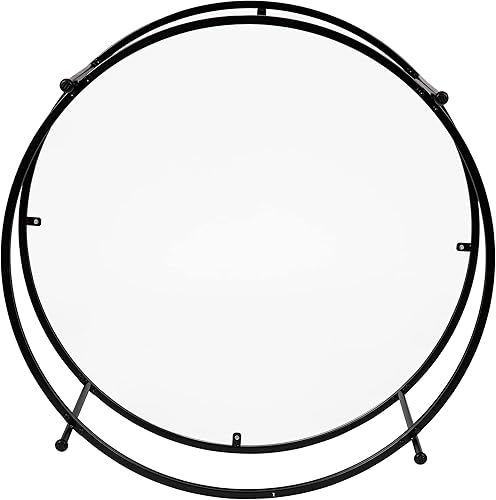 Miniatura 7 de EMMA + OLIVER Mesa de centro de cristal transparente para sala de estar con marco redondo de metal negro mate