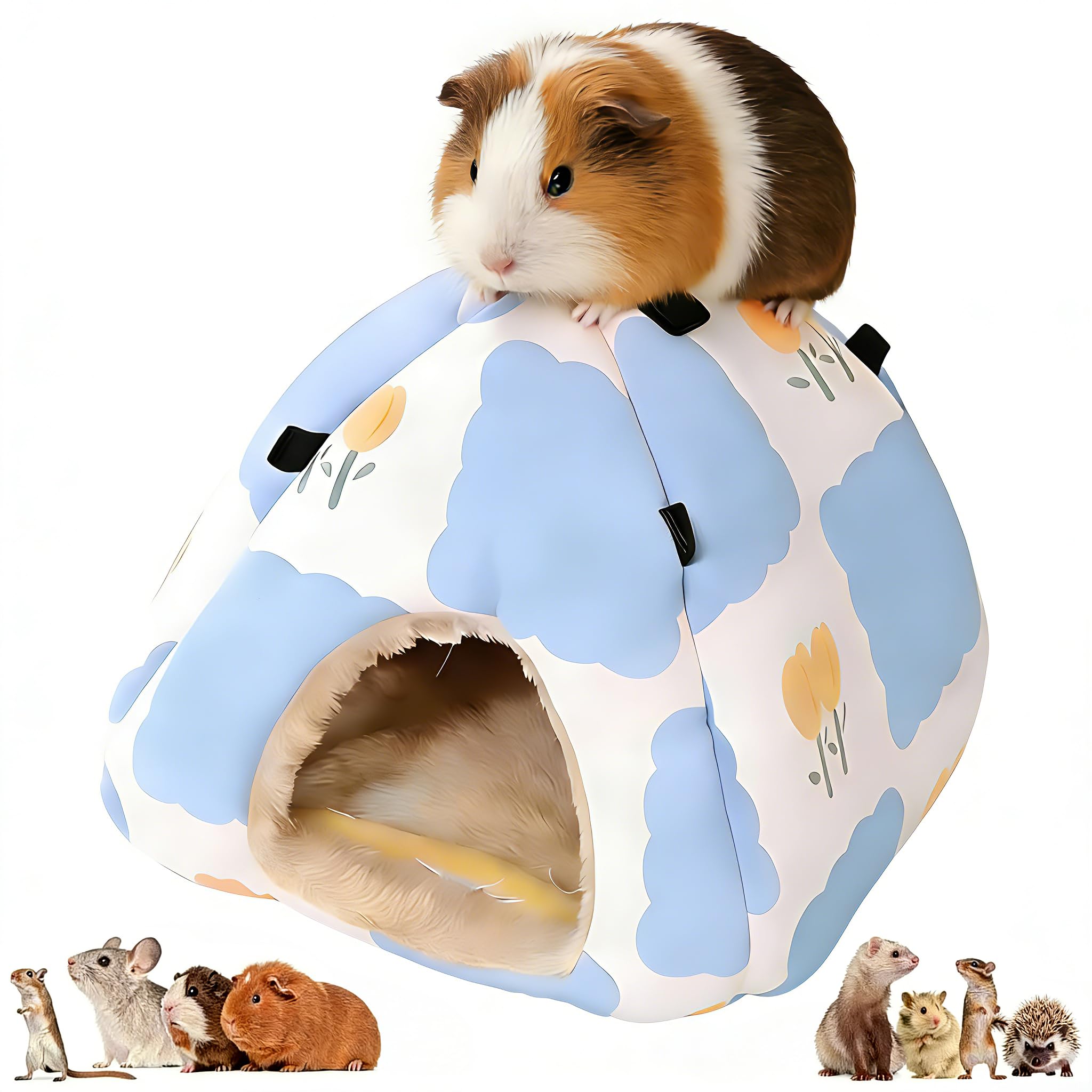 22x22cm Guinea Pig Bed Hideout, Washable Small Animal House Cage Accessories for Guinea Pigs, Dwarf Rabbits, Hamsters, Chinchillas, Degus & Gerbils â image 1