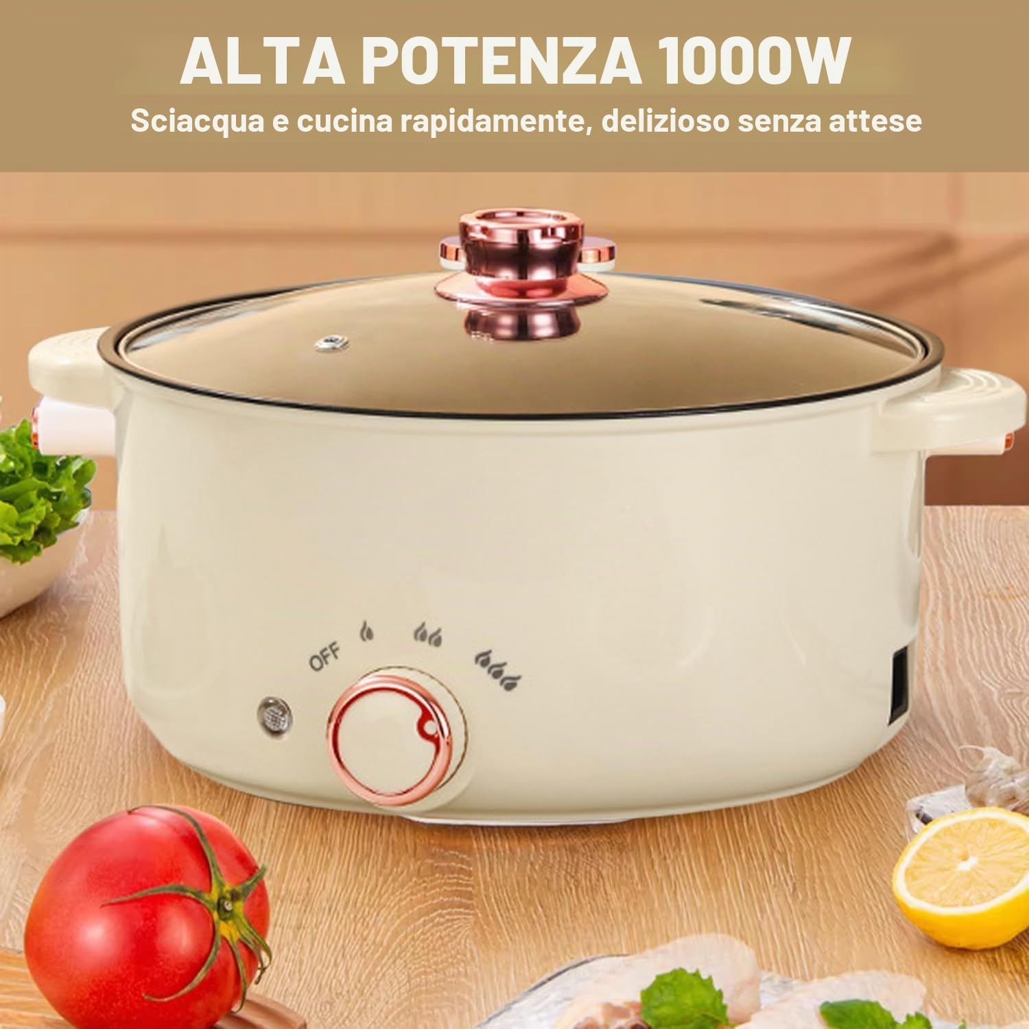 Hot Pot Elettrico da 3,5 L Casseruola Elettrico con Separatore 1000W Tre Regolazioni di Potere Antiaderente Pentola Versatile Zuppa Rapida per Friggere Ramen Fonduta Zuppa