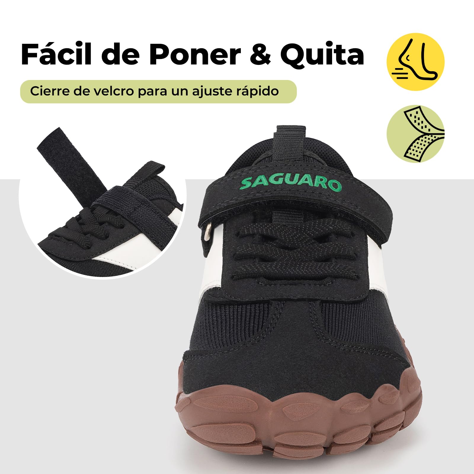 SAGUARO Zapatillas Barefoot Niños Niña Sneakers Minimalista Suaves y Ligeras con Puntera Ancha, Gr.25-36