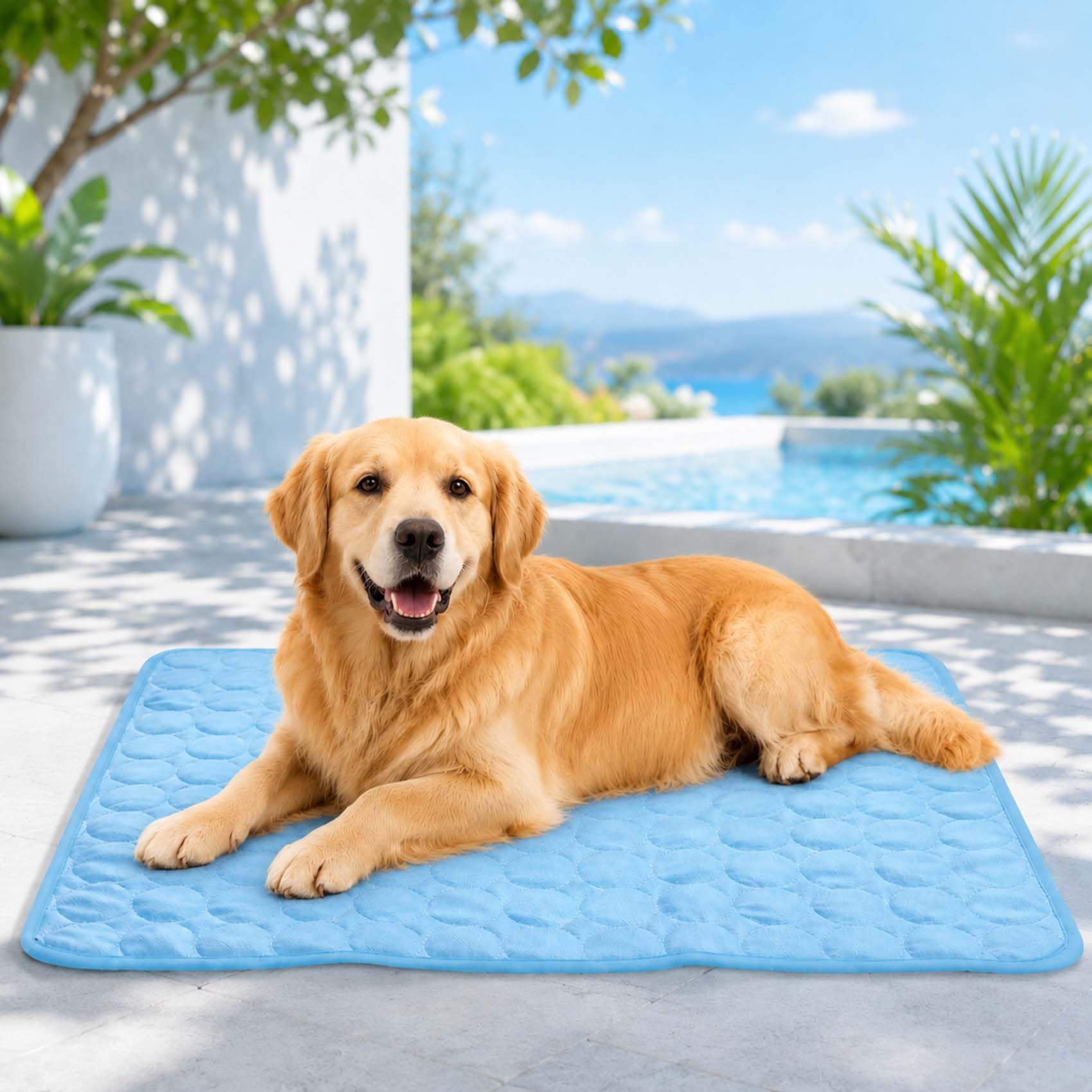 Leyof kühlmattе Katze ohne Gel, KüHlmattes füR Hunde & Katzen — Waschbar, Ideal füR Den Sommer, füR Innen- und AußEnbereich Geeignet (Blau,L)