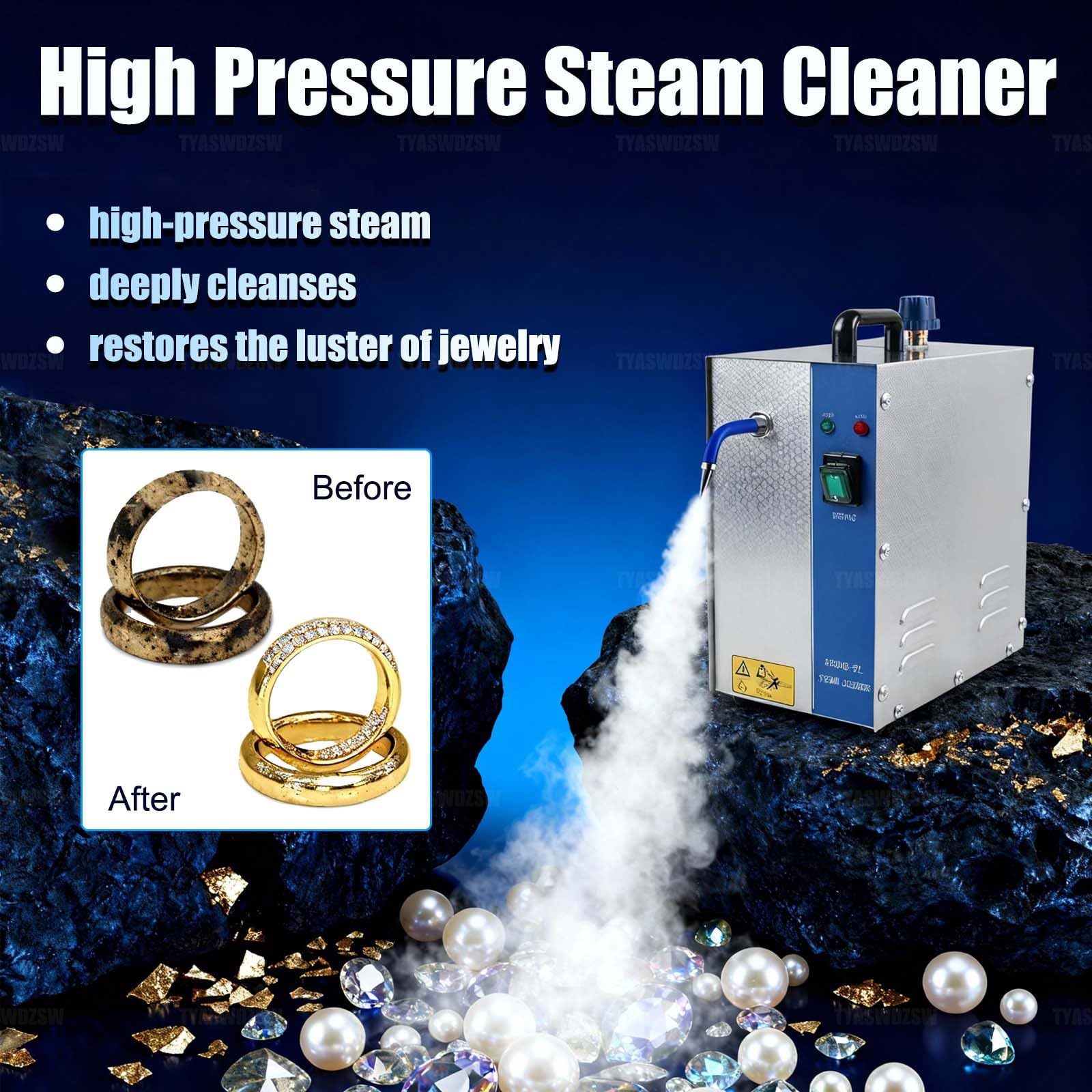 Professionelles Dampfreinigungsgerät Für Schmuck Und Elektronik, Sicherer Hochdruckdampfreiniger Zur Entfernung Von Schmutz Von Gold, Silber, Edelsteinen Ringen Und Ohrringen