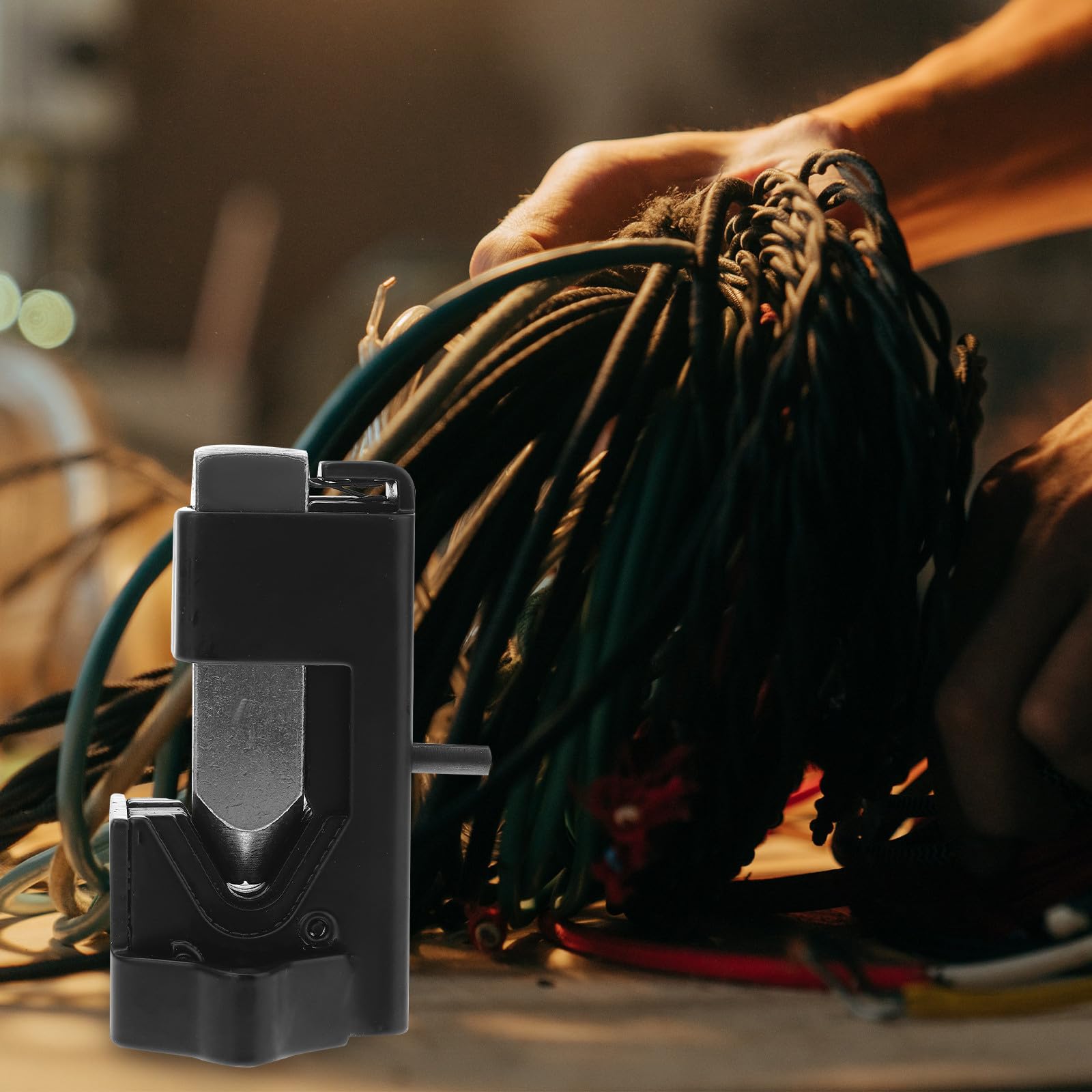 Juego de Herramienta de Engarce para Cables de Batería Terminal de Anillo 4 Awg, Acero Resistente y Resorte para Proyectos Marinos y Cables de Soldadura