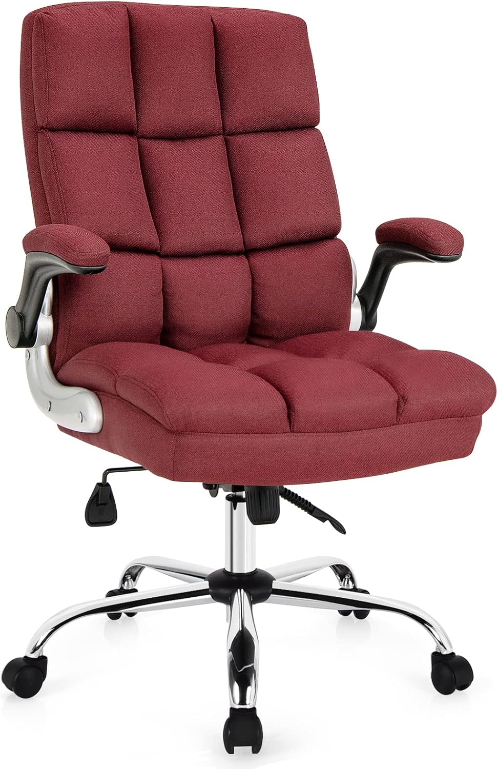 POWERSTONE Ergonomic Office Chair Big and Tall High-Back Executive Computer Desk Chair Upholstered Comfortable Home Office Chair with Flip-up Arms 400 LBS, Red