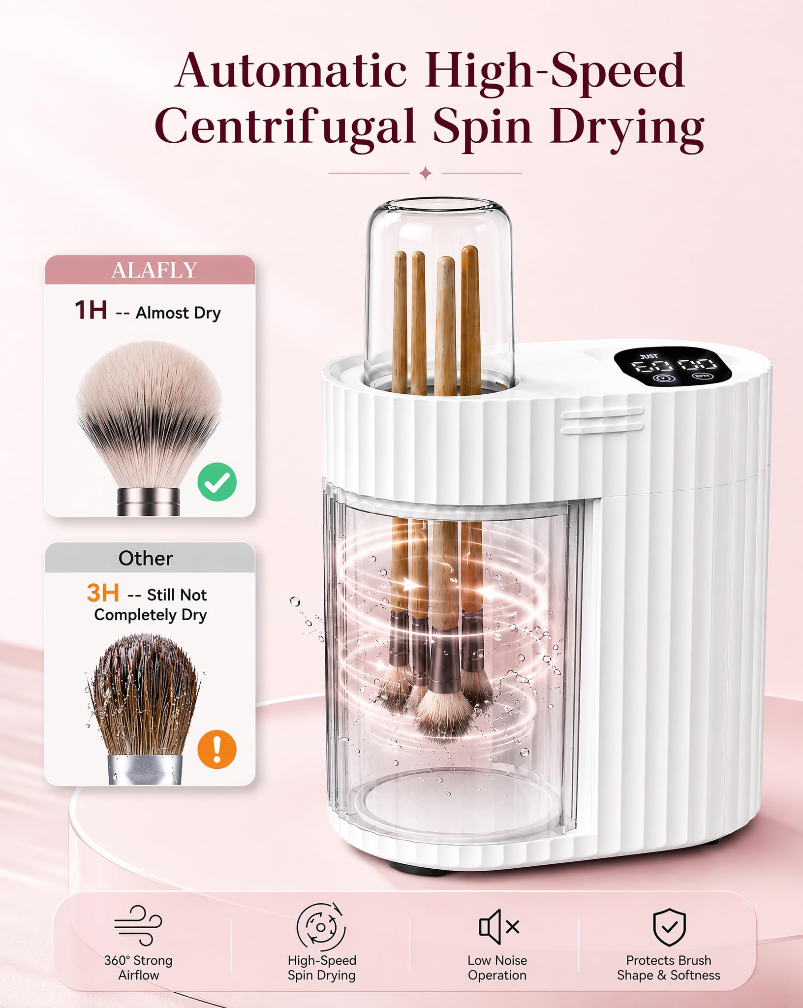 Nettoyeur & Sècheur Pinceaux de Maquillage électrique 3 en 1, Appareil de Nettoyage Automatique USB, Portable