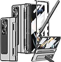 Vista 8 de Funda transparente para Samsung Galaxy Z Fold 5 con S Pen y soporte para bolígrafo, diseño de una sola pieza Z Fold 5, funda para teléfono