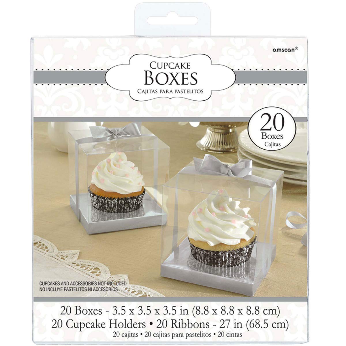 Elegant Premium Silver Cupcake Boxes - 3.5