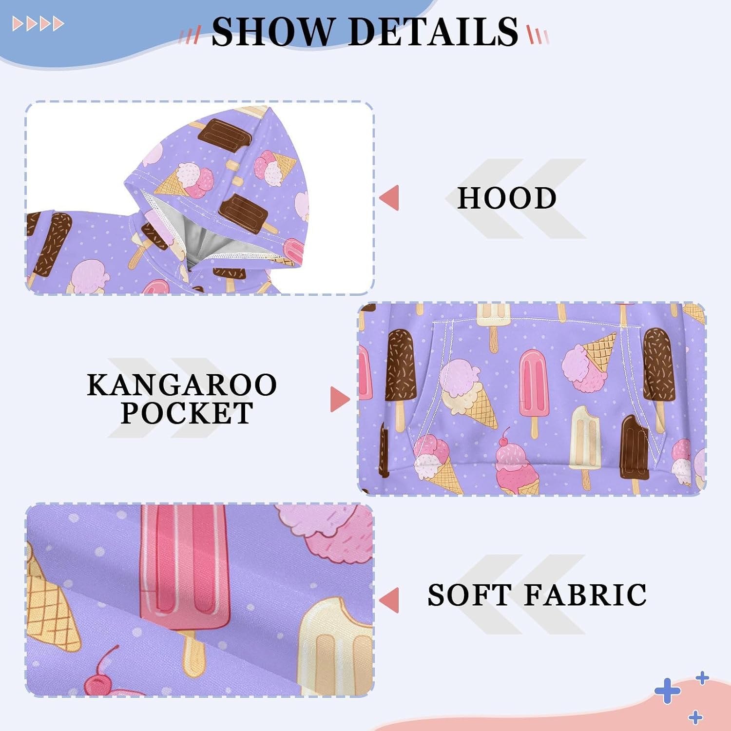 Ice Creams Popsicles Toddler Girls Pullover Hoodie Sweatshirt 4-14Y 202c1611