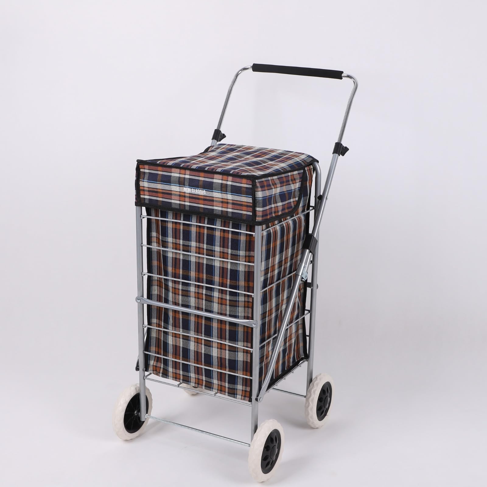 4 Wheels 60L litre Lightweight Shopping Grocery Trolley Travel Folding Cart Luggage Waterproof Bag Hard Wearing & Foldaway for Easy Storage (Printed)