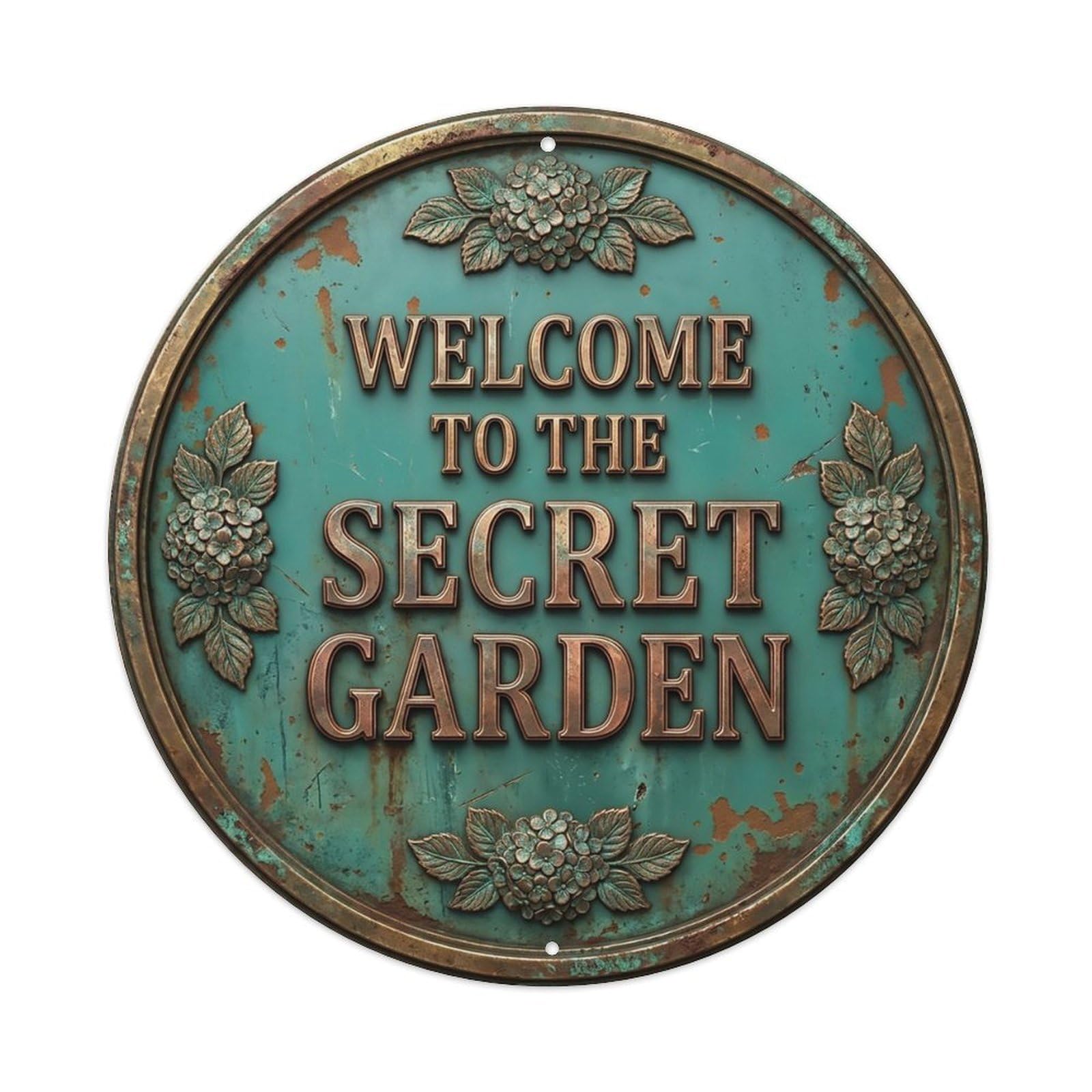 Vintage Welcome Secret Garden Forged Metal Tin Sign