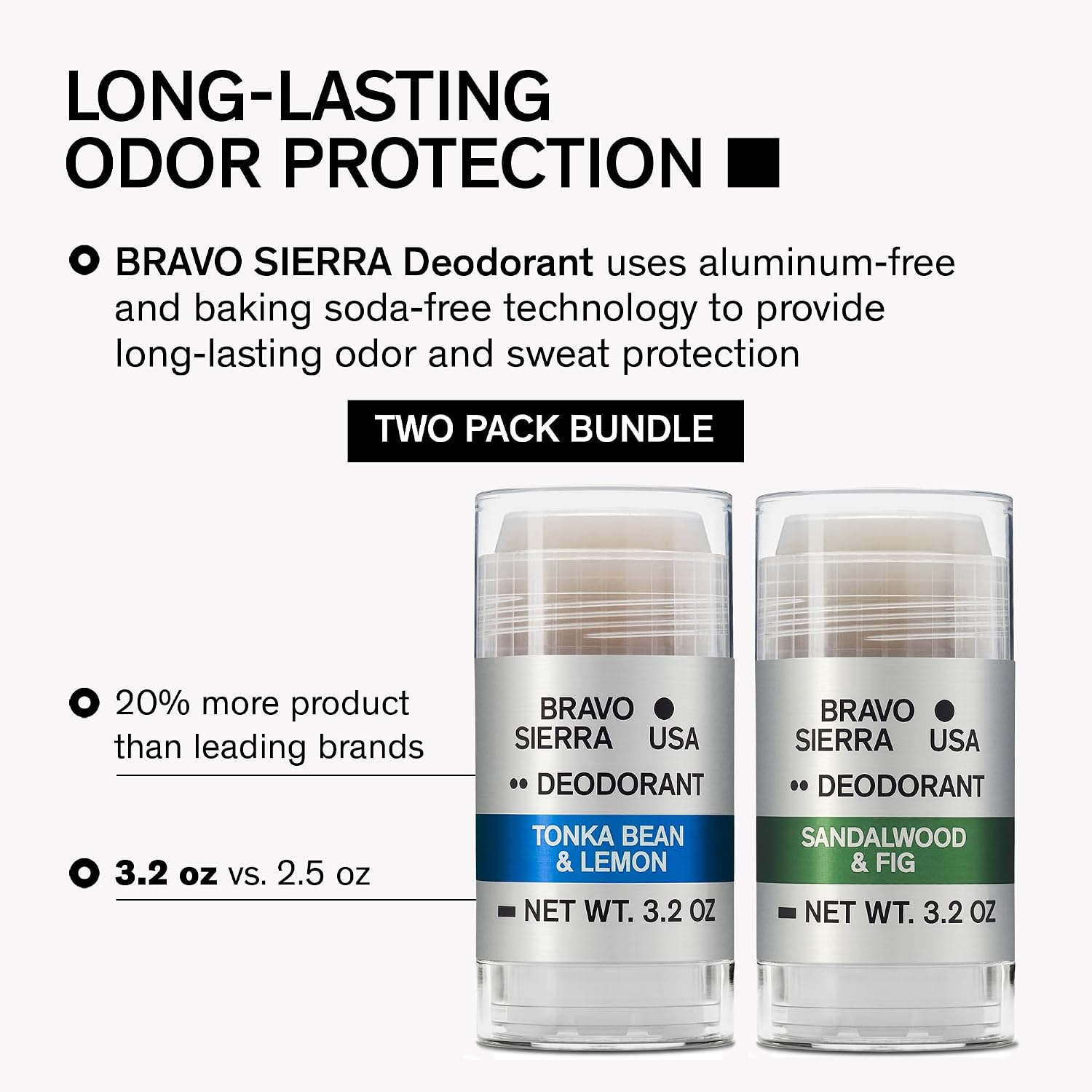 Aluminum-Free Deodorant Bundle by Bravo Sierra - Sandalwood & Fig, Tonka Bean & Lemon