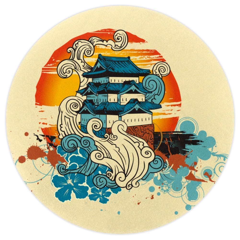 Tapis rond architecture vintage pour salon chaleureux et salle de jeux