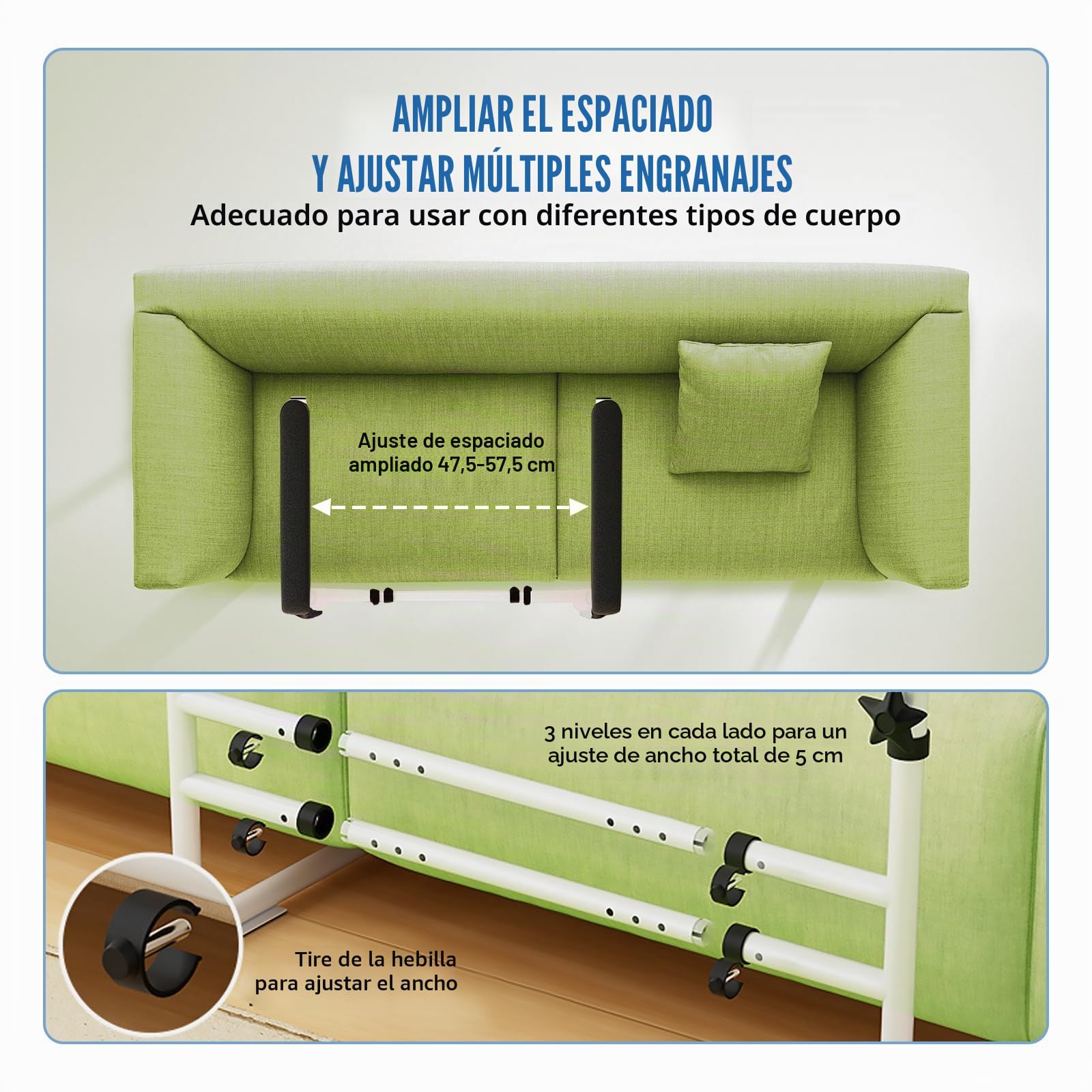 JAOGAUS Ayuda para levantarse de la silla de sofá para personas mayores | Elevador de sofá con 6 alturas ajustables, ancho ajustable, mango de seguridad para pacientes, discapacitados