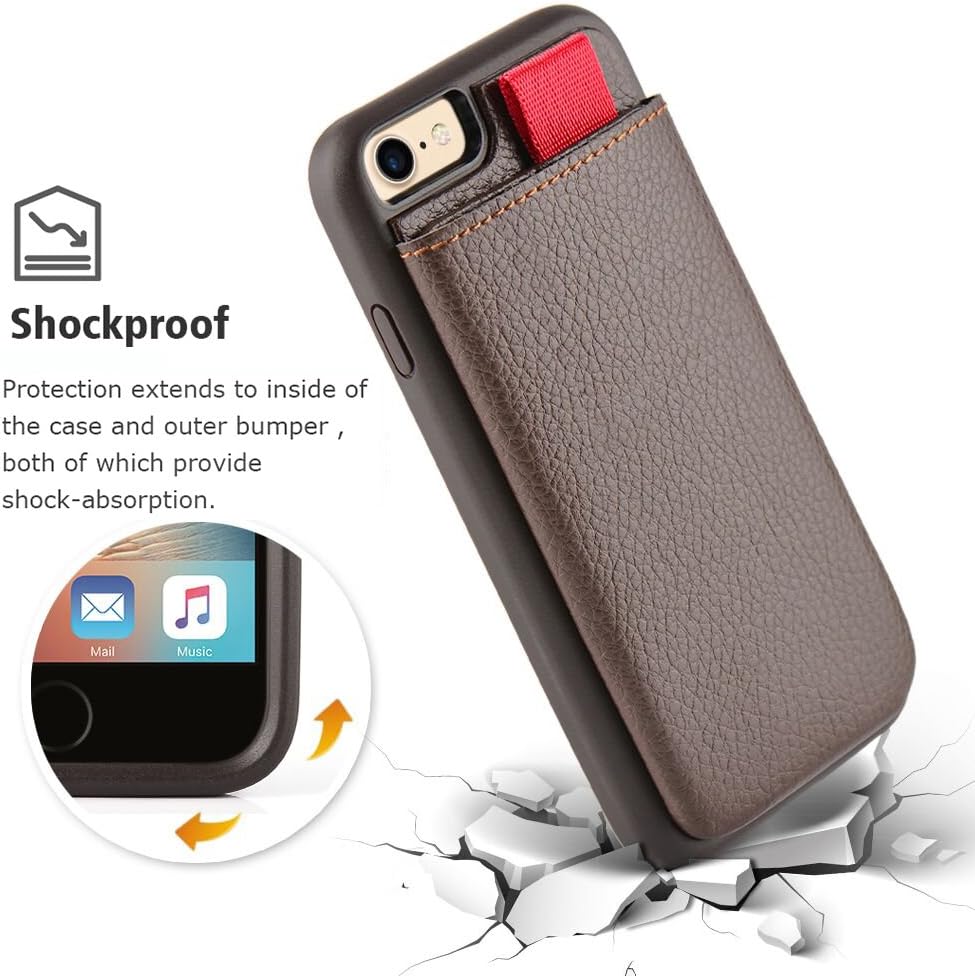 iPhone 7 Slim Wallet Case, iPhone 8 Credit Card Holder Case, LAMEEKU Shockproof iPhone 7 Leather Case, Protective Kickstand Cover for Apple iPhone 8 4.7"