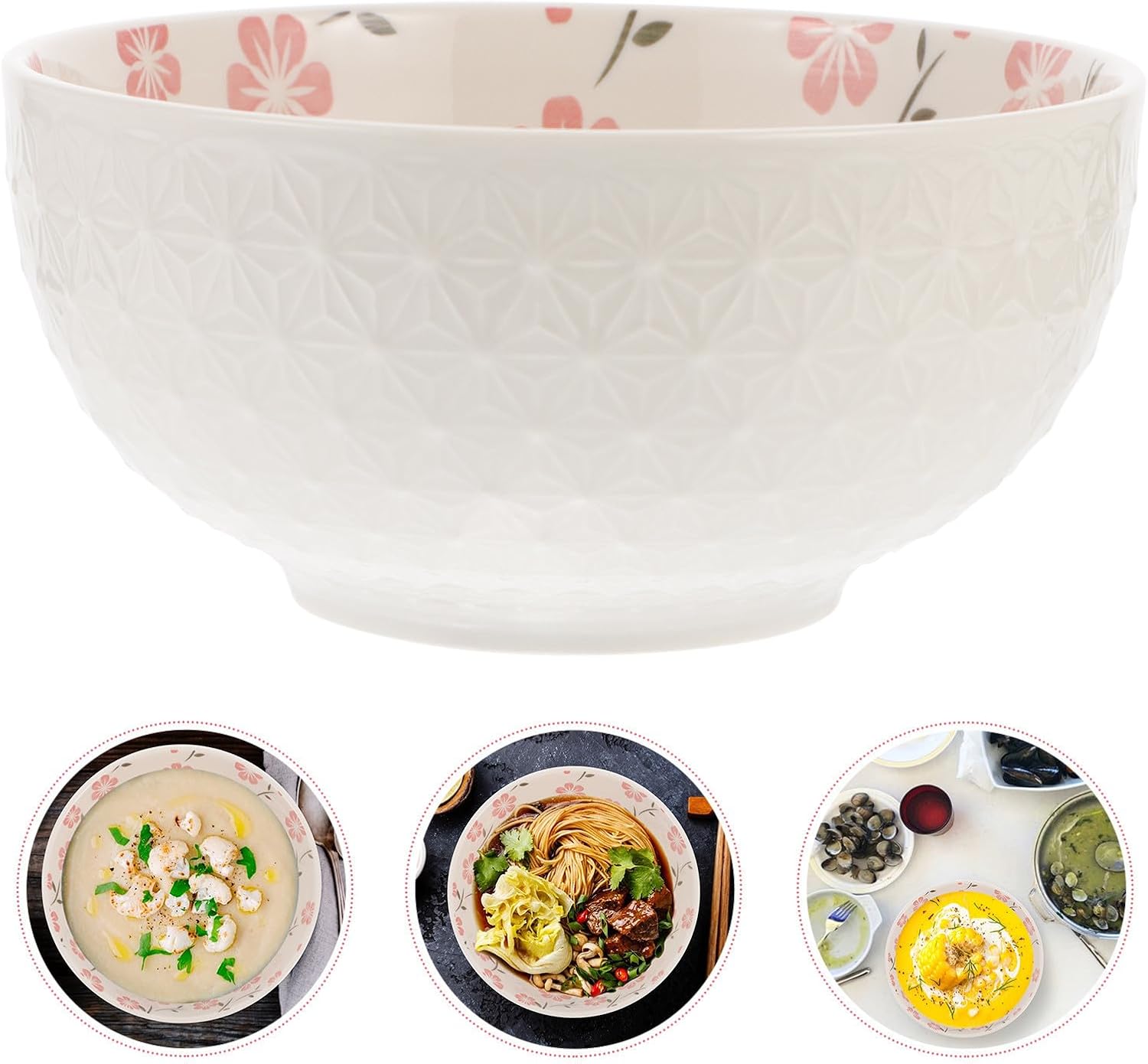 Yardwe Creative Japanese Style Ceramic Noodle Bowl for Fruits and Soups