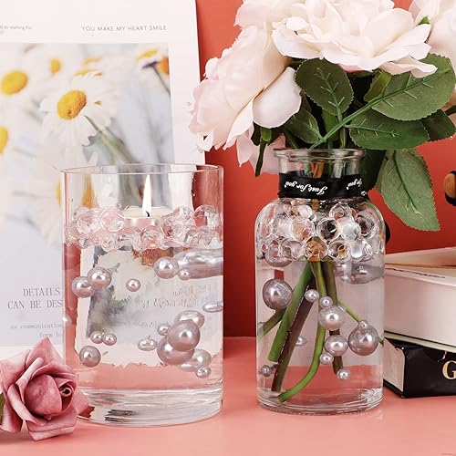 Miniatura 3 de Suream Cuentas flotantes plateadas de varios tamaños, 8140.787 in, 500 cuentas artificiales sin agujero y 4600 cuentas de agua de gel para relleno