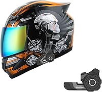 Vista 35 de 1Storm - Casco de cabeza completa para motocicleta, diseño de calavera mecánica HJDJ11