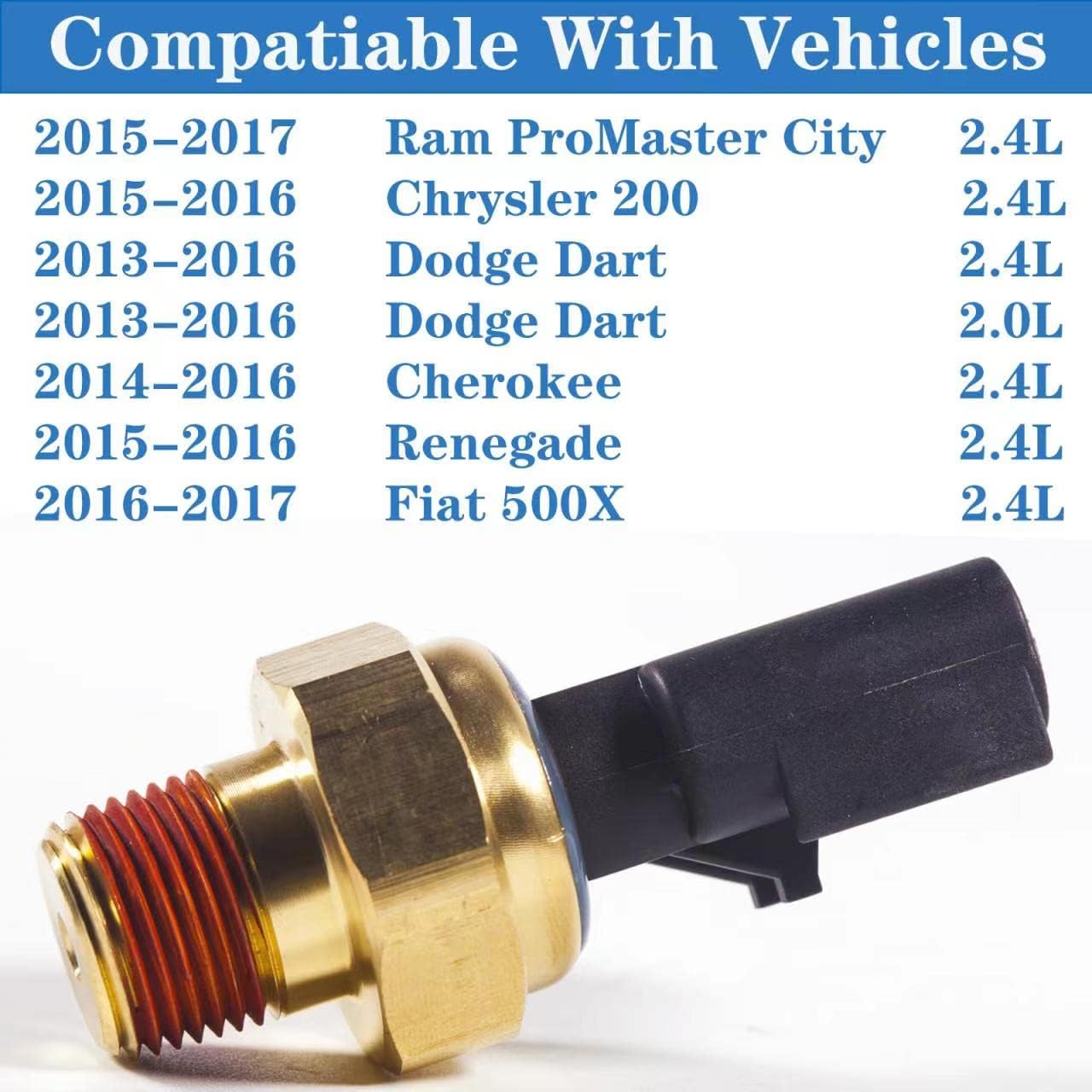 68145662AB For Dodge Dart Ram 1500 Transmission Engine Oil Pressure Sensor Switch Oil Sending Unit 2.0 2.4L Chrysler 200 Jeep Cherokee Renegade 926-552 68145662AA 926552 2015 2016 2017 15 16 17