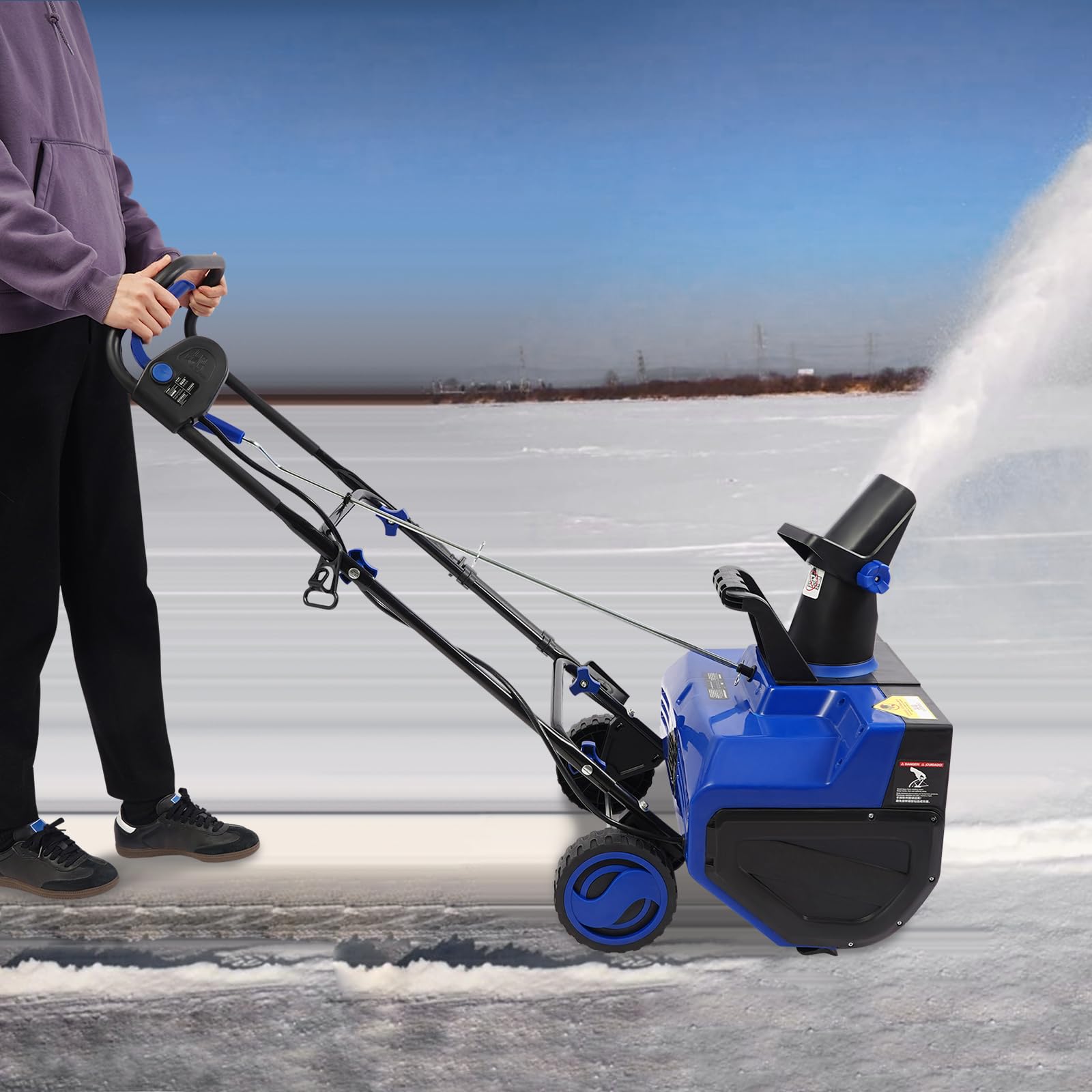 Fraise à neige électrique 2400 W 220 V, largeur 56 cm, portée 7,6 m, éjection rotative 180°