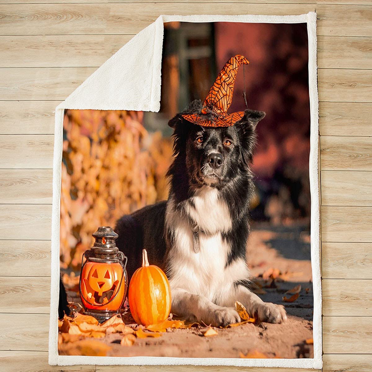 Manta de forro polar para perros de Halloween para niños, manta de calabaza para cama, sofá, manta de sherpa ultra suave para otoño y mascotas, para amantes de los perros, franela King de 87 x 94 pul