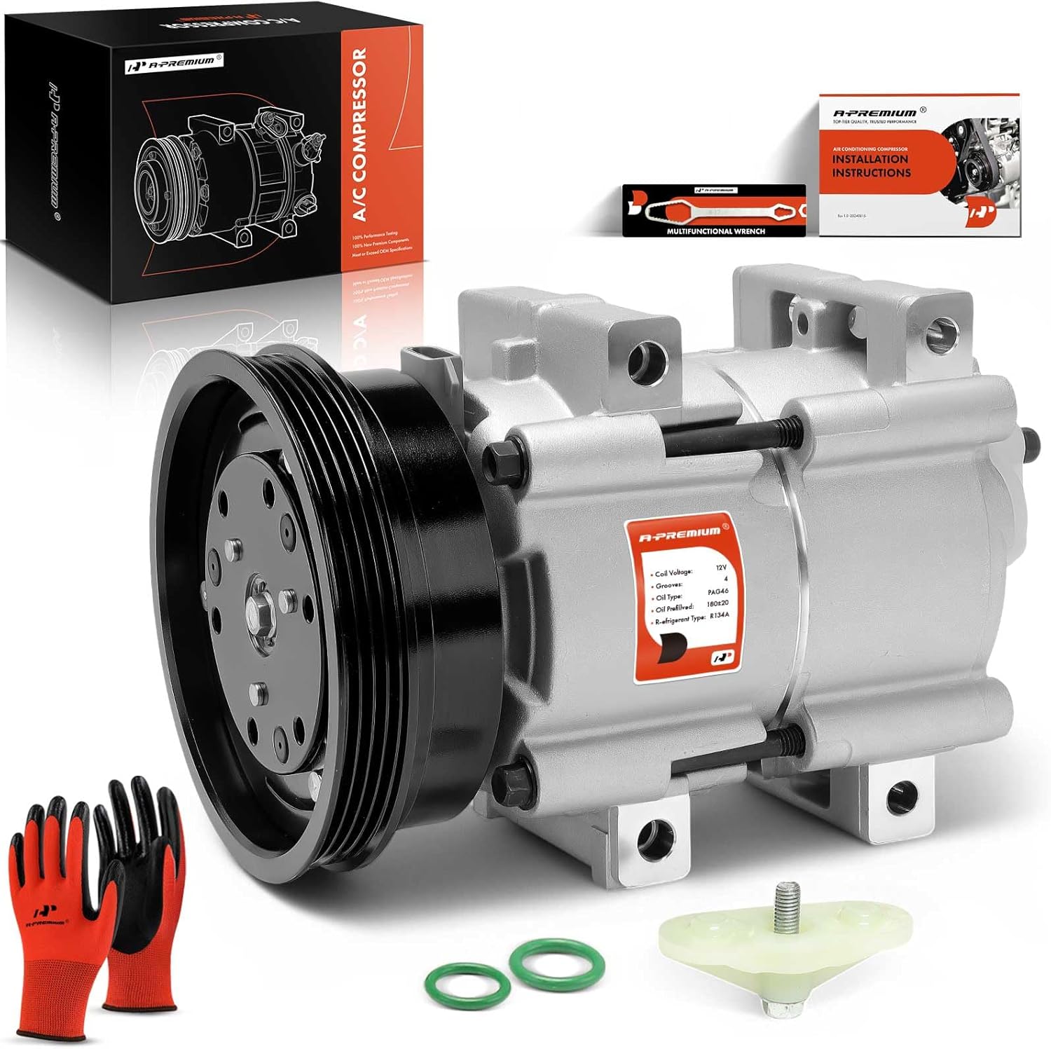 A-Premium Air Conditioner AC Compressor with Clutch Compatible with Nissan Quest 1993-2002 & Mercury Villager 1993-2002