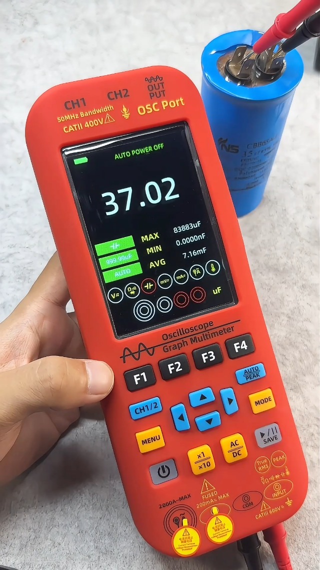 Image of BSIDE Dual Channel Oscilloscope Multimeter, 50MHz Bandwidth 3.98 inch TFT LCD DDS Signal Generator, Measures Flexible AC Current Temperature Capacitance Diode Amp Voltage with 5000mAh Rechargeable Battery