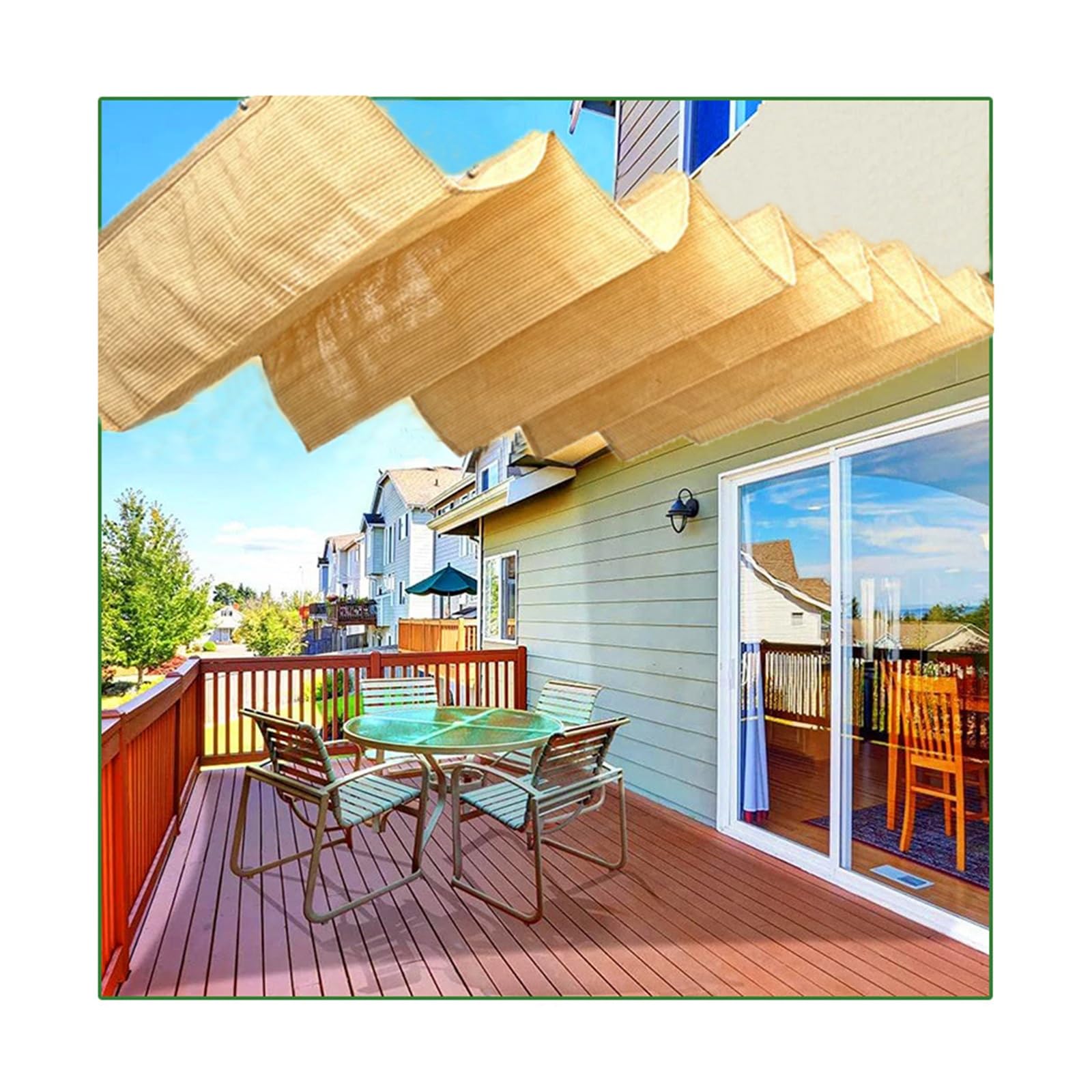 Pare-soleil rétractable en forme de U contre la chaleur sur la pergola