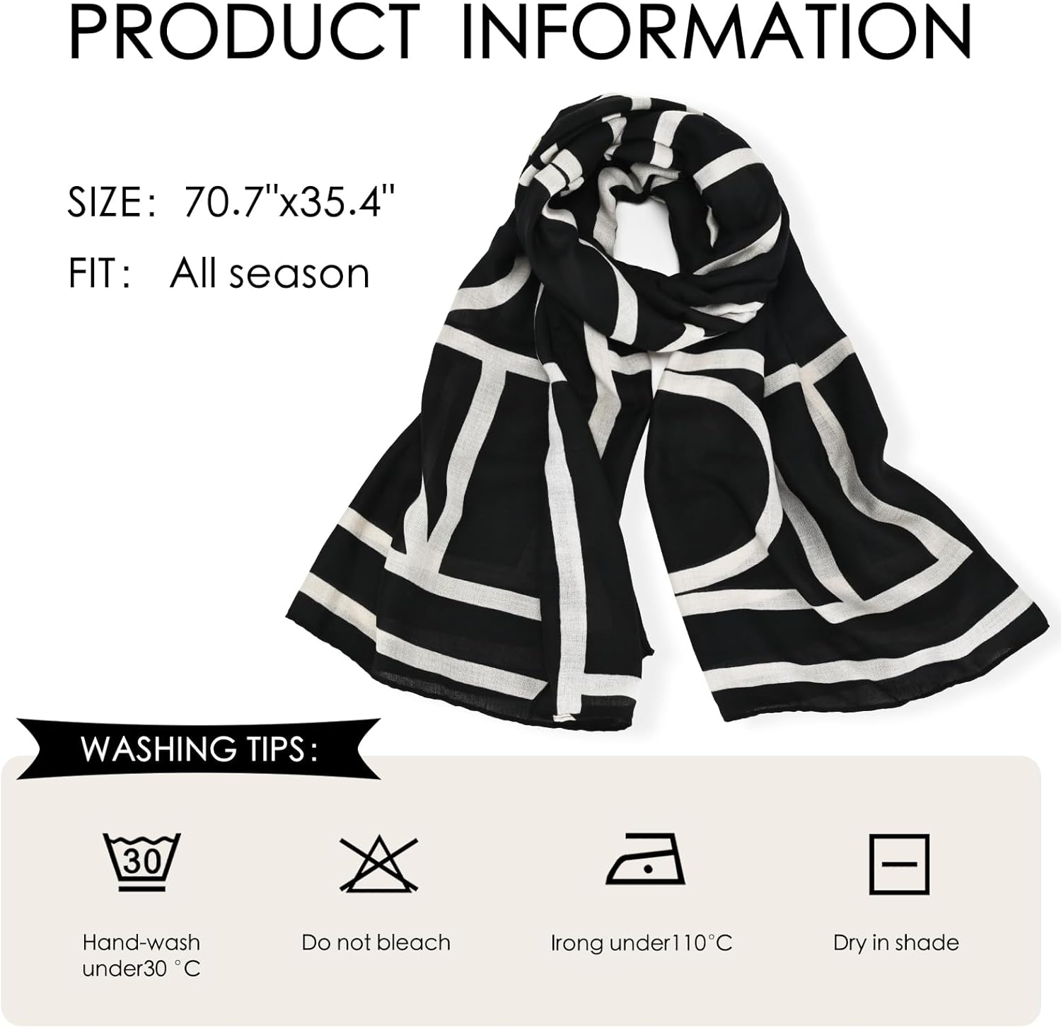 WZX Boho Scarf for Women Lightweight Floral Printed Scarves Fashion Shawl Wraps for All Season - Image 7