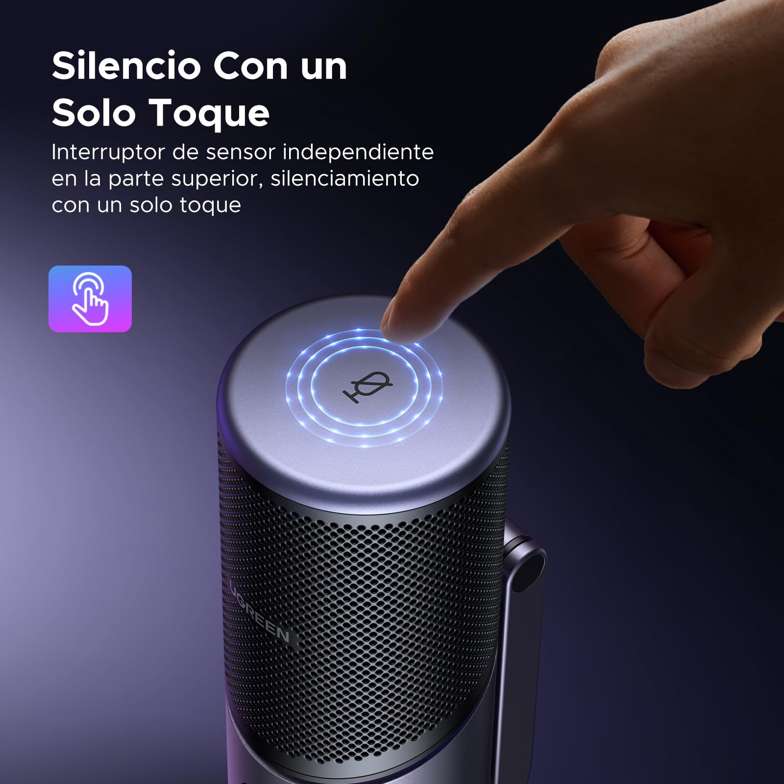 UGREEN Micrófono de Condensador USB para PC 24bit/96kHz | Botón de Silencio para Streaming Podcasts YouTube Discord Juegos Portátil PS5