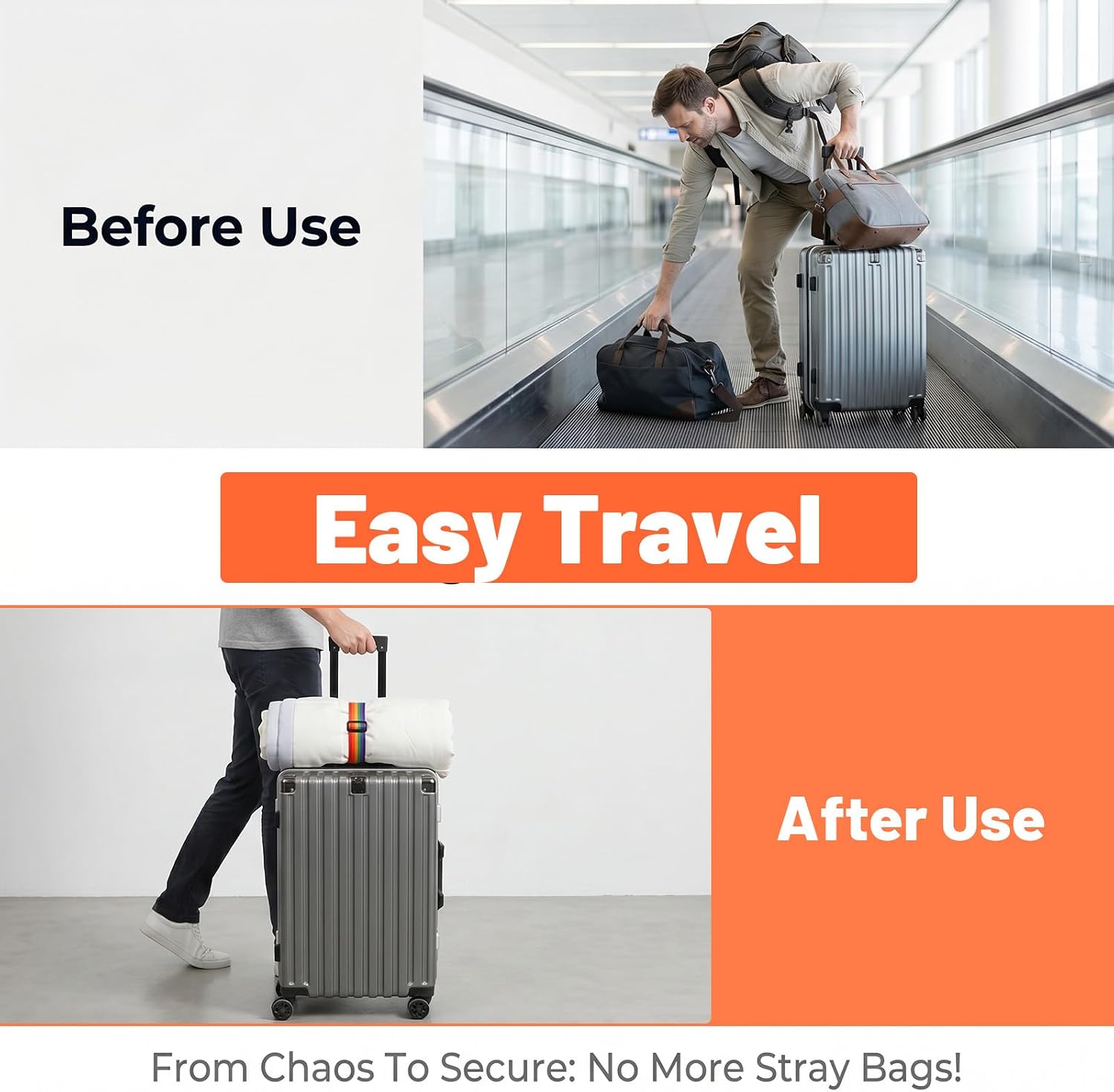 ElevateTech 2 Pcs Luggage Straps for Suitcases Elastic Strap